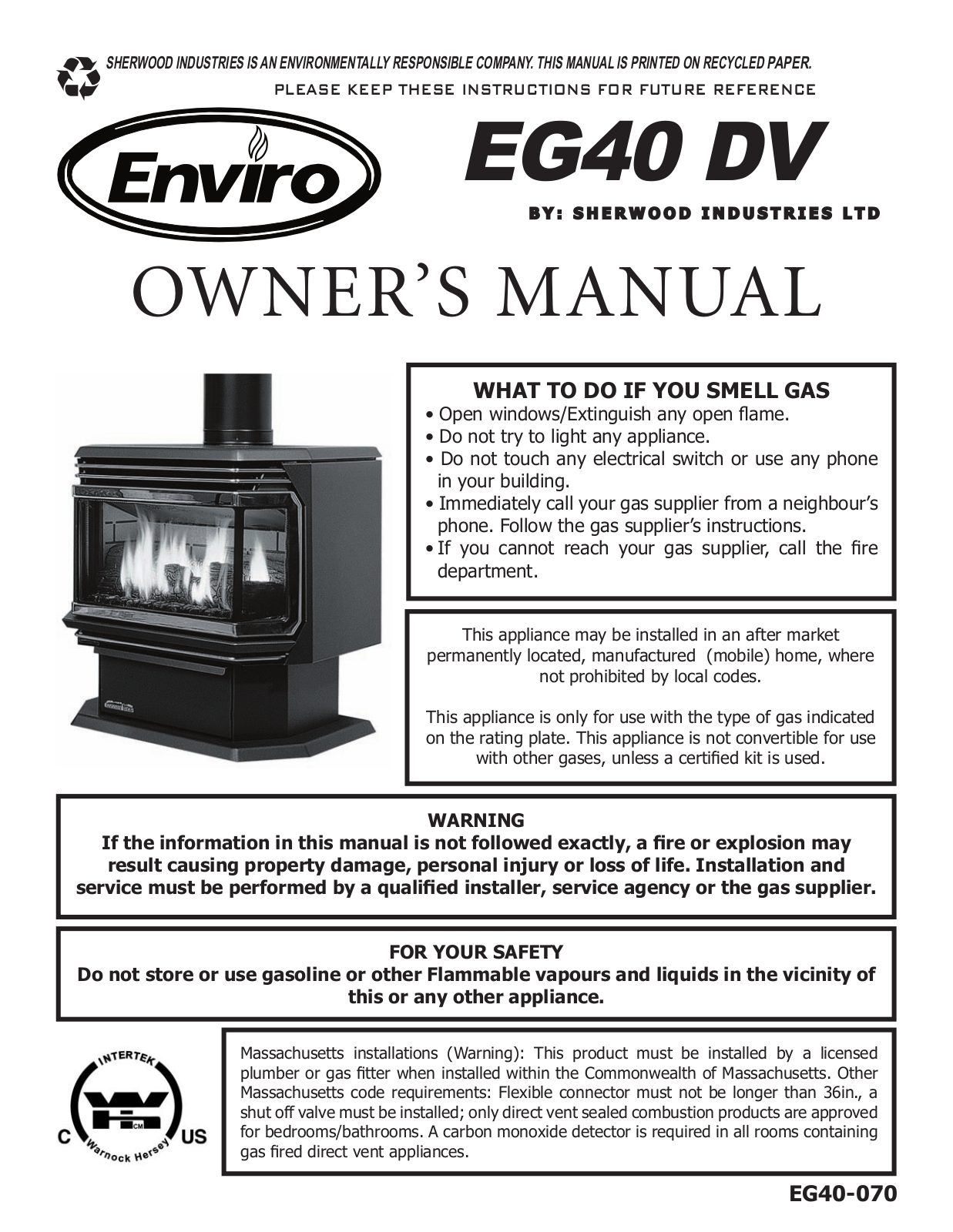 Enviro EG40-070 User Manual