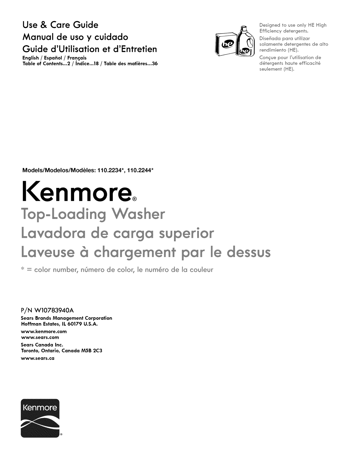 Kenmore 11022442511, 11022342511 Owner’s Manual