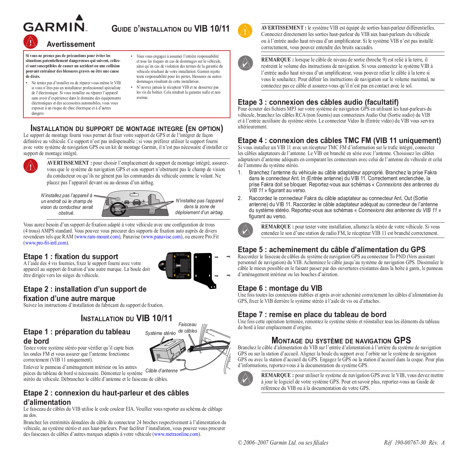 Garmin VIB 10 Guide DInstallation