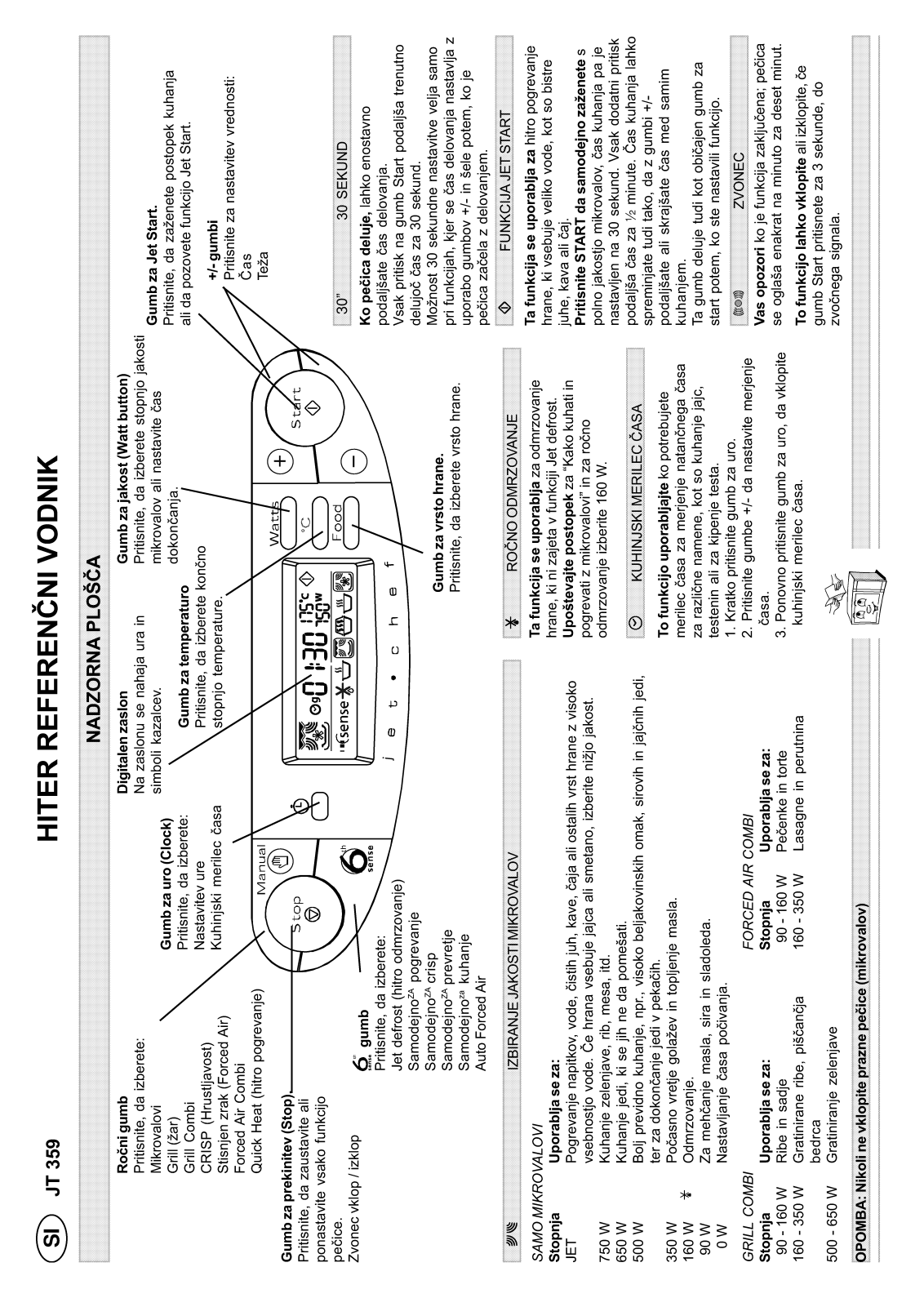 Whirlpool JT 359 alu, JT 359 black Quick reference guide