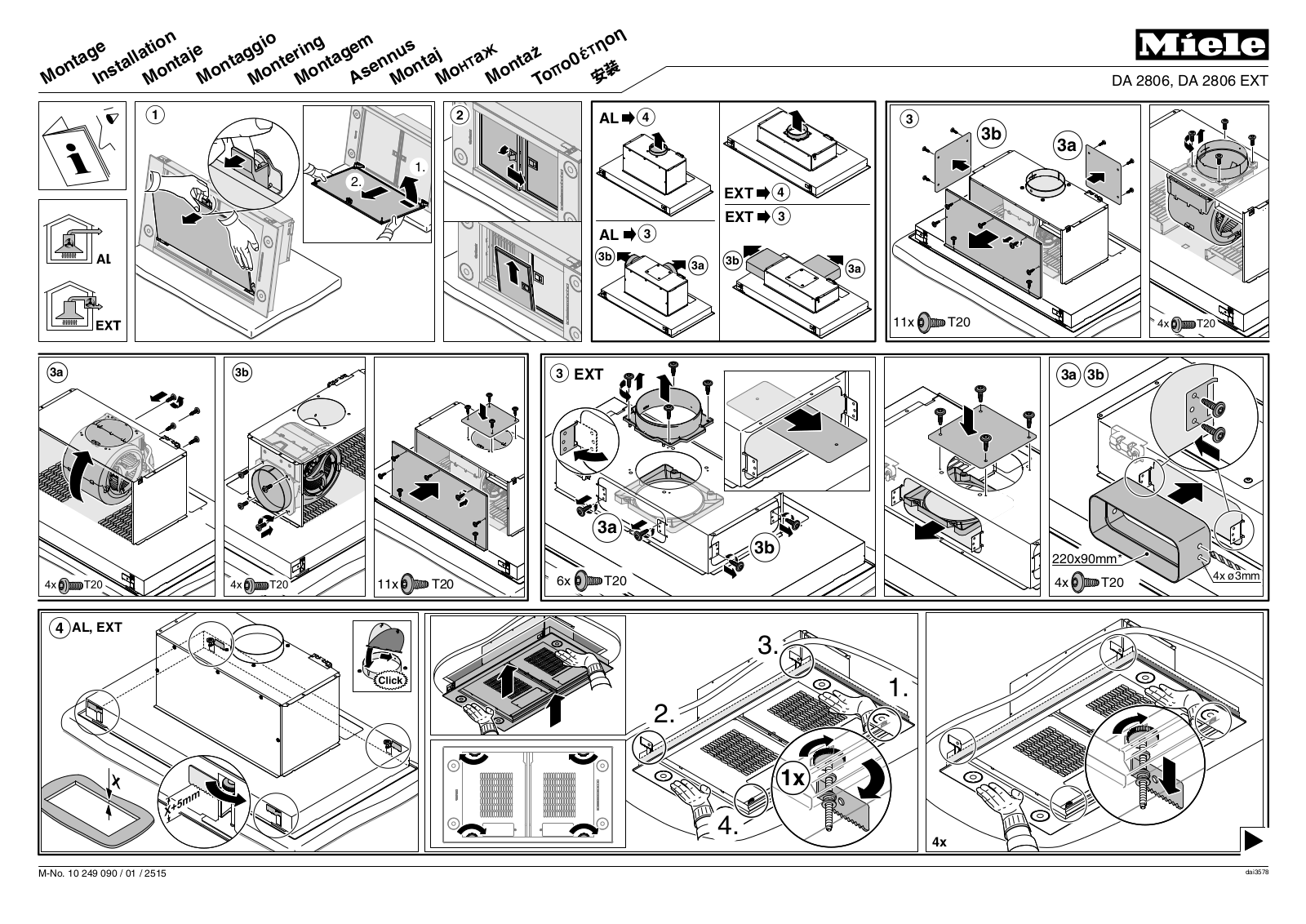 Miele DA 2806, DA 2806 EXT Instrucţiuni de montare