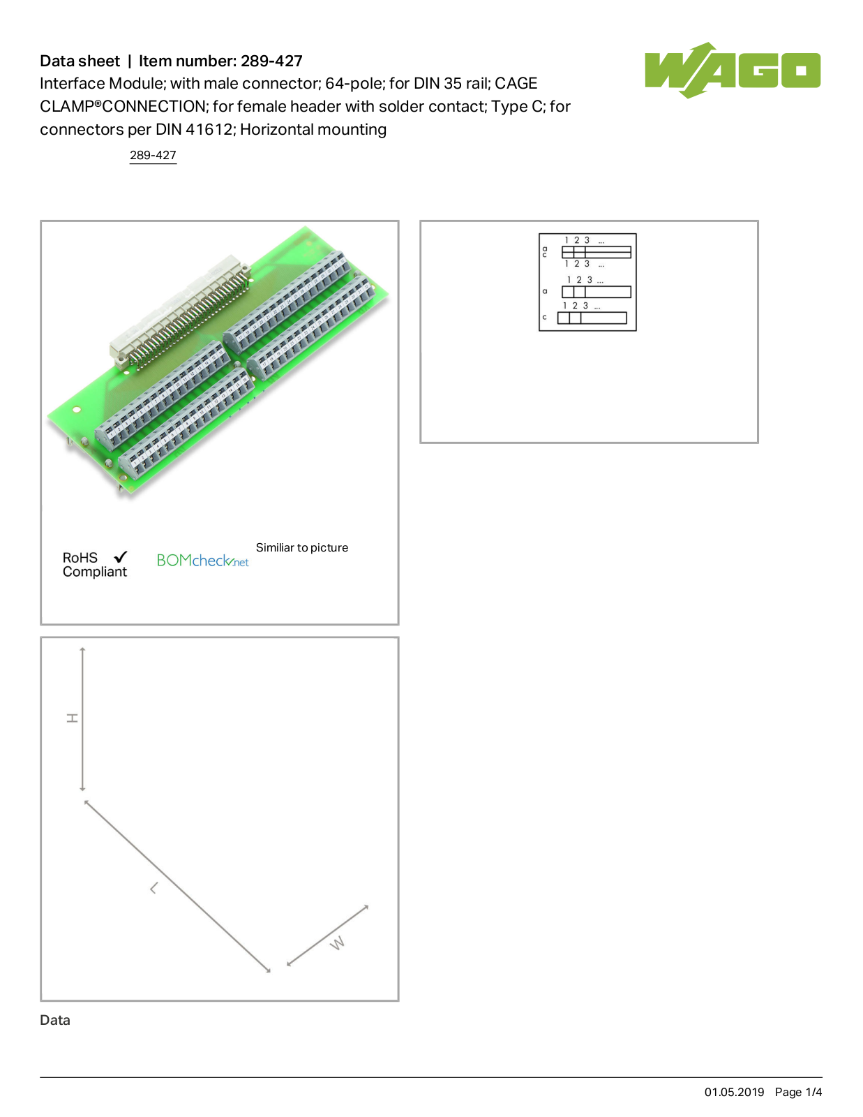 Wago 289-427 Data Sheet