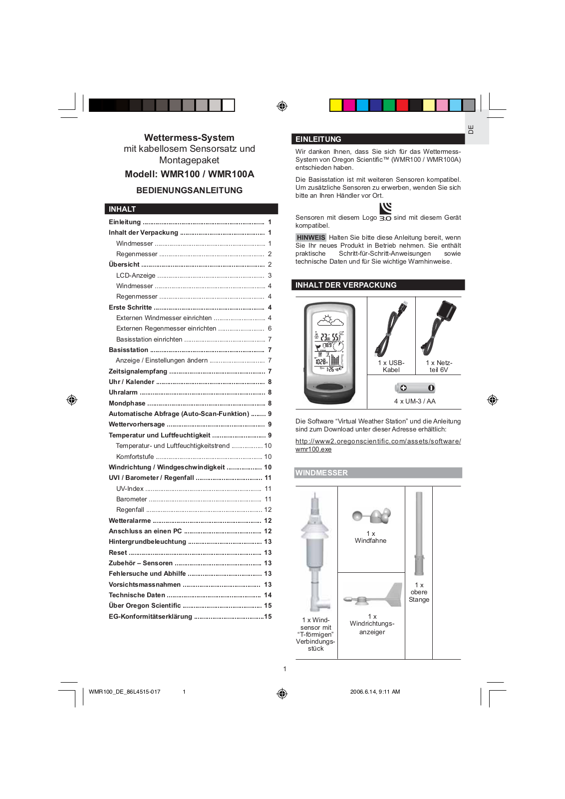 Oregon WMR100A, WMR100 User Manual