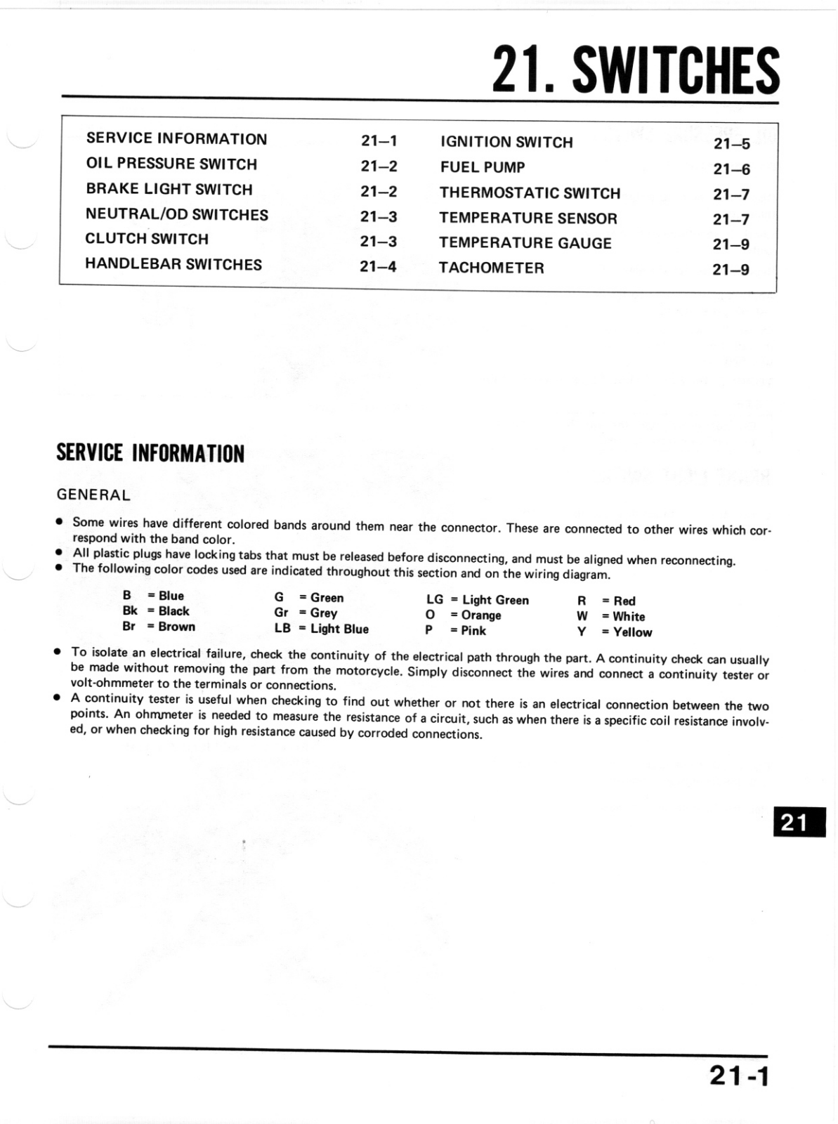 Honda VT 700, VT750 Service Manual 21