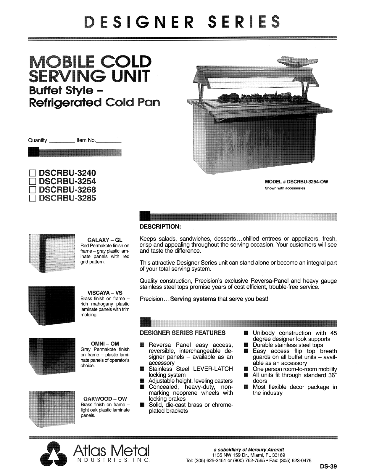 Atlas Metal DSCRBU-3240 User Manual