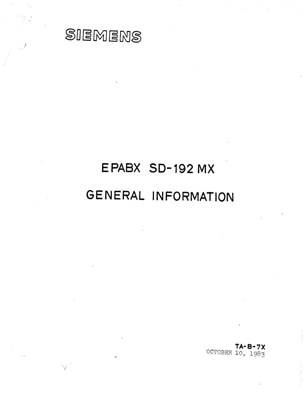 Siemens SD-192 MX User Guide