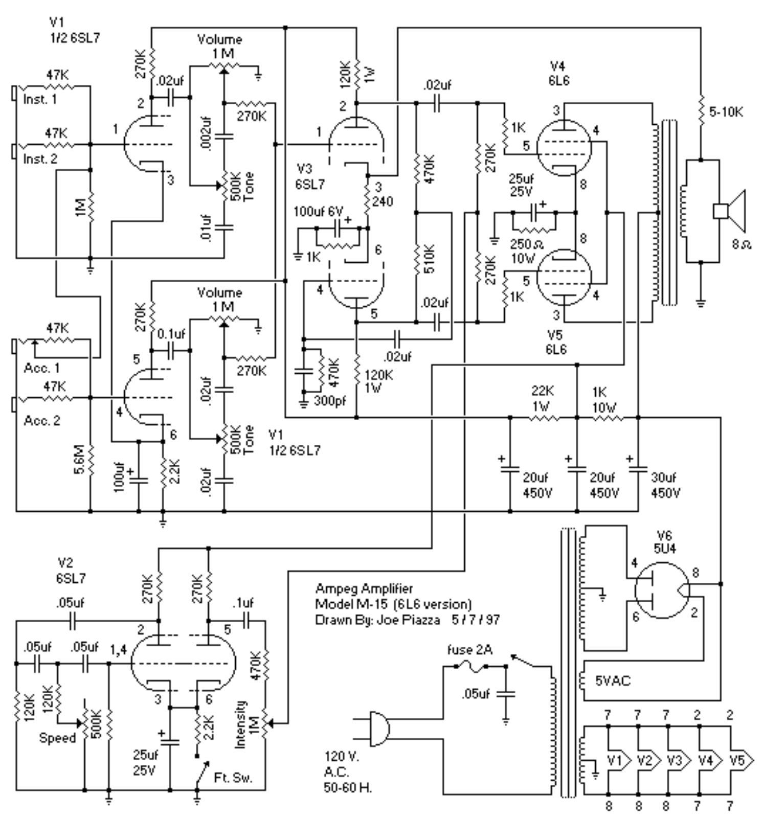 Ampeg m 15 6l6 schematic