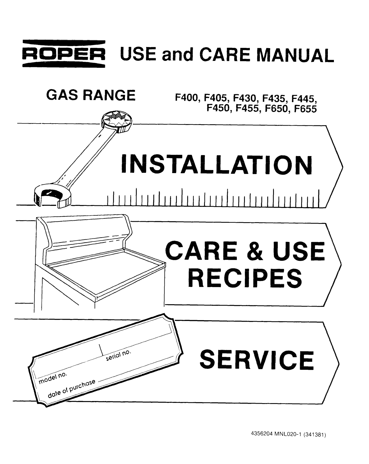 Roper F400, F405, F430, F435, F445 Owner's Manual - ManualMachine.com