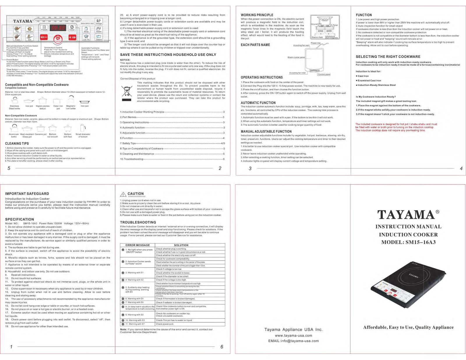 Tayama SM15-16A3 User Manual