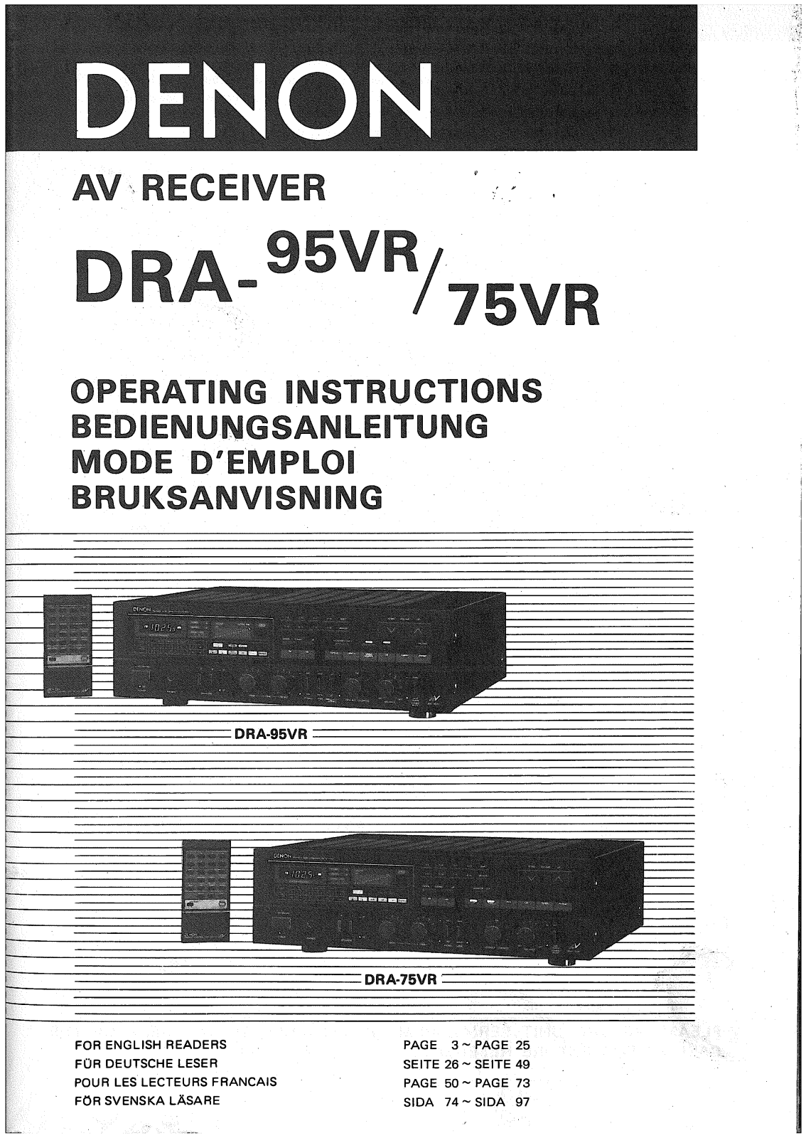 Denon DRA-75VR, DRA-95VR Owner's Manual