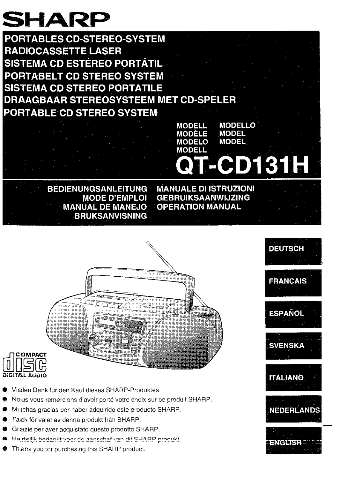 Sharp QT-CD131H User Manual