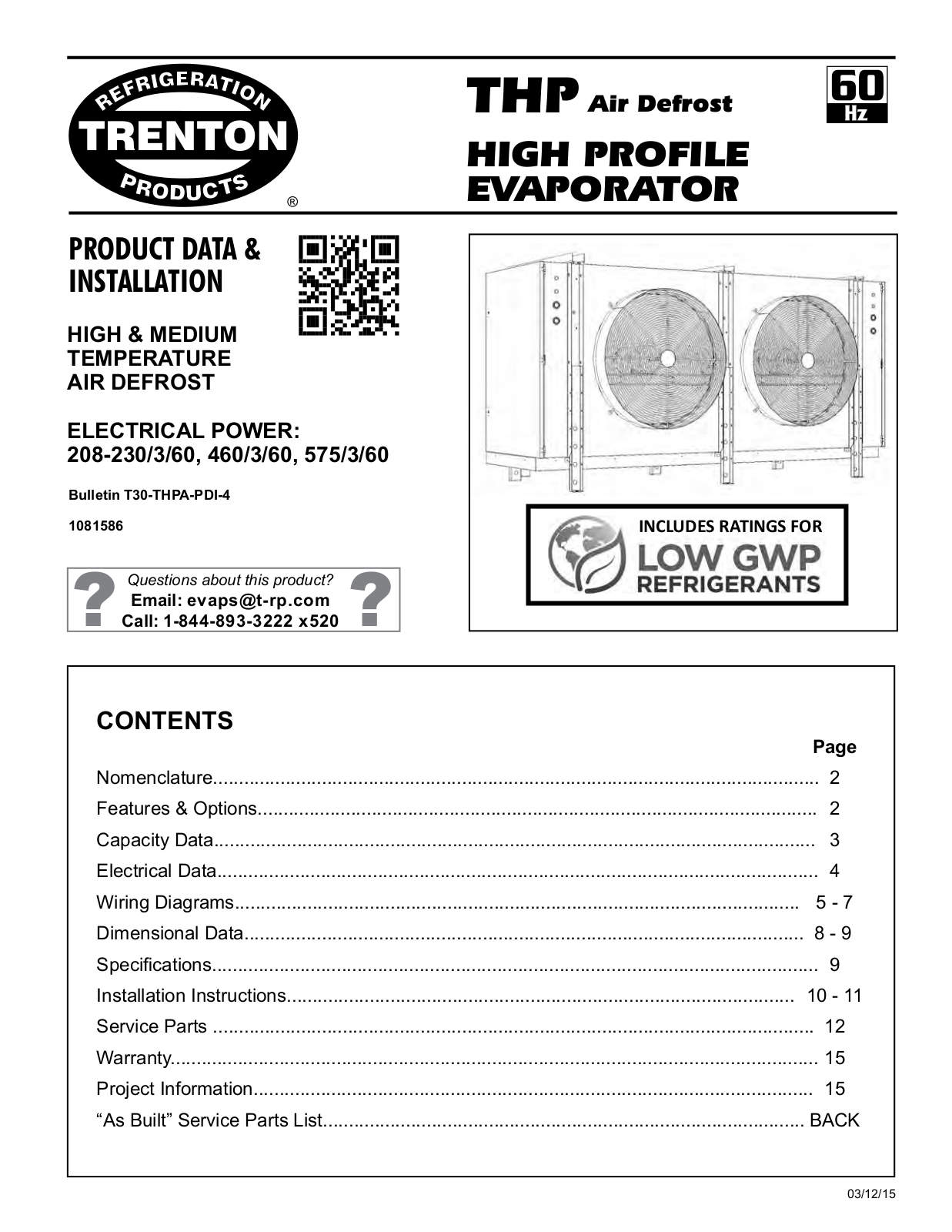 Trenton THP073HA-T5A Installation  Manual