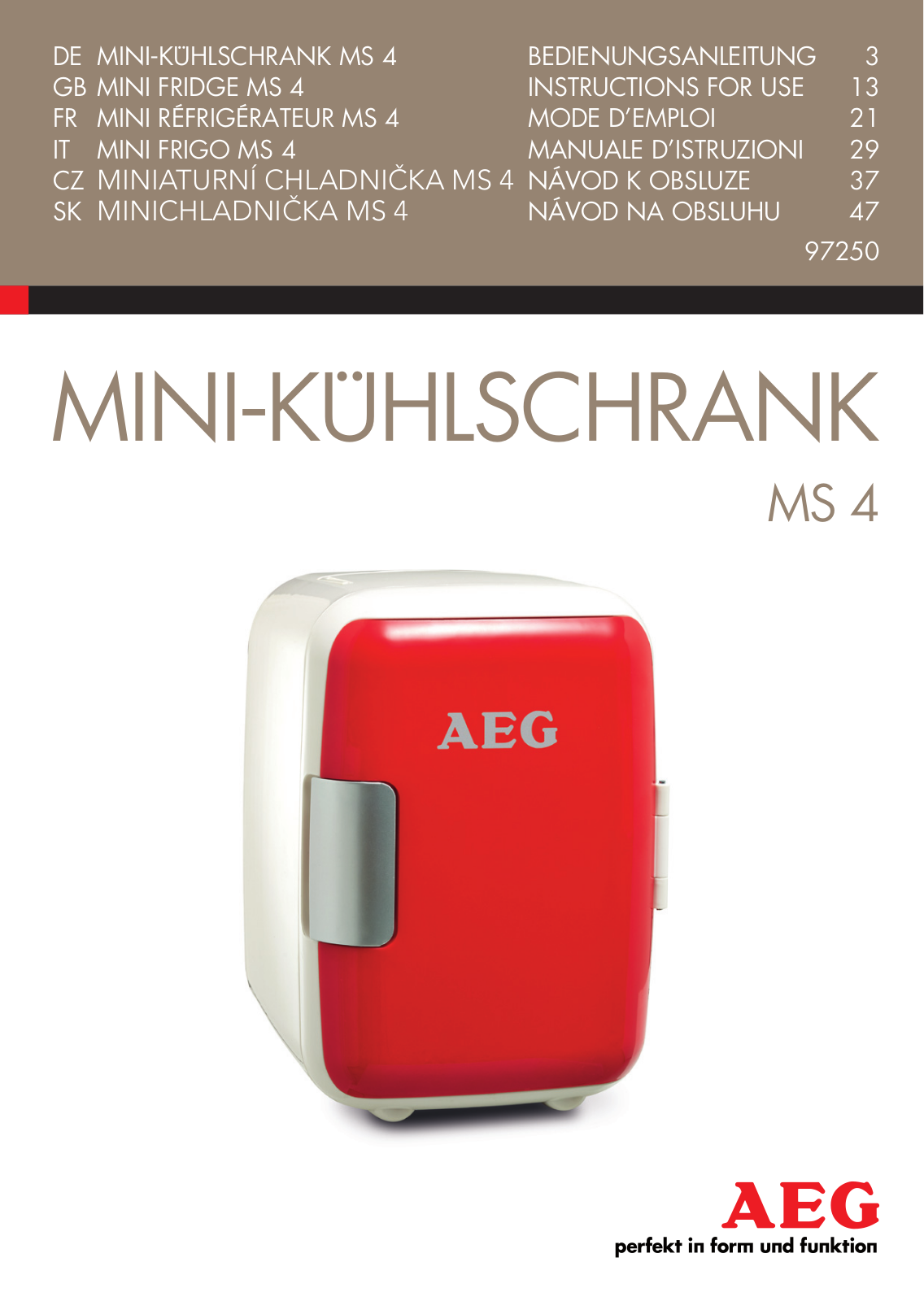 AEG Mini Fridge MS 4 User Manual