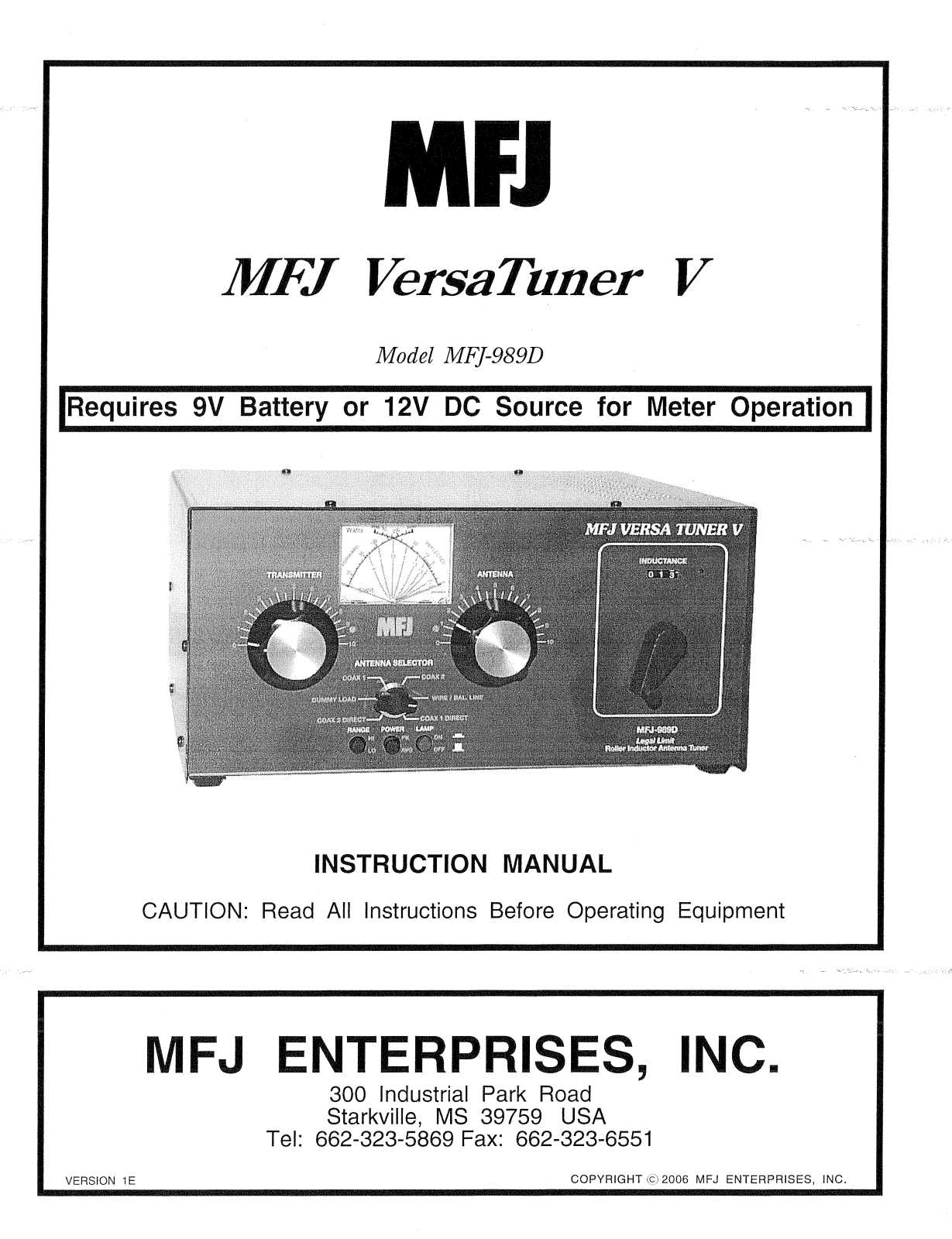 MFJ MFJ-989D User Manual