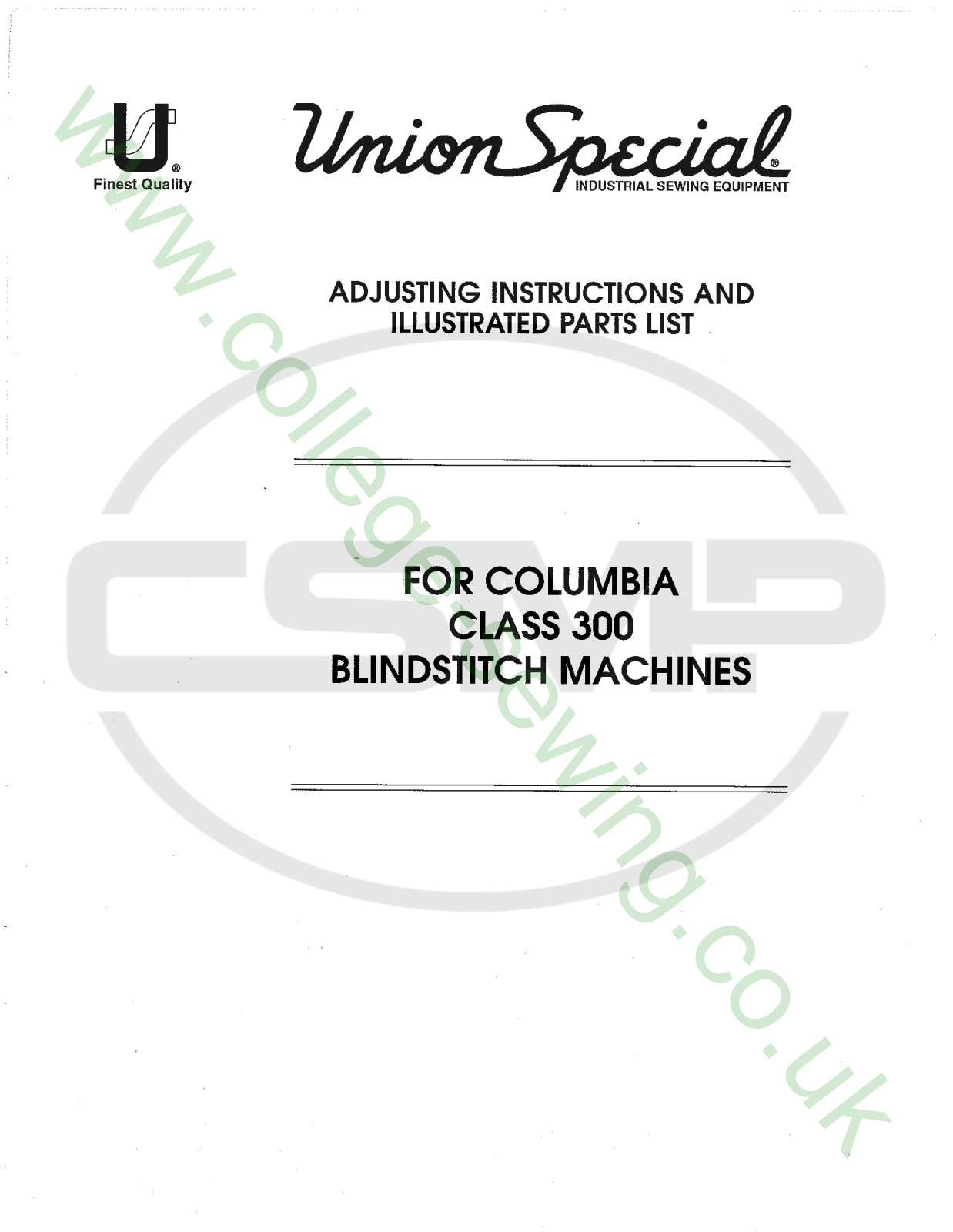 Union Special 300 Parts Book