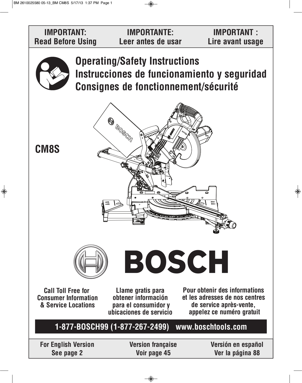 Bosch Power Tools CM8S User Manual