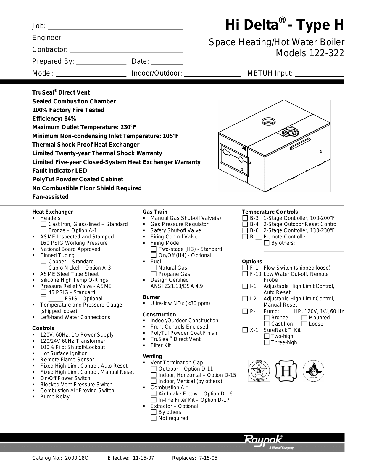 Raypak H 122 User Manual