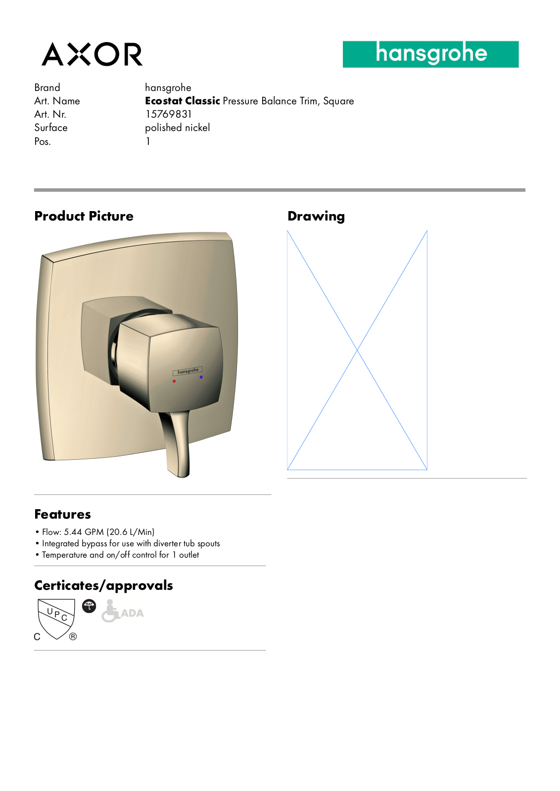 Hansgrohe GCDC1928 Specifications - ManualMachine.com