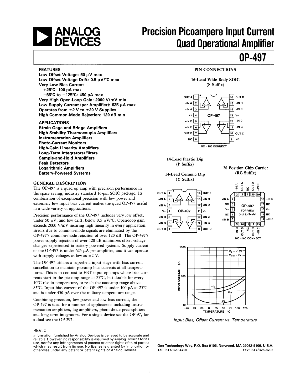 Analog Devices OP497 Datasheet