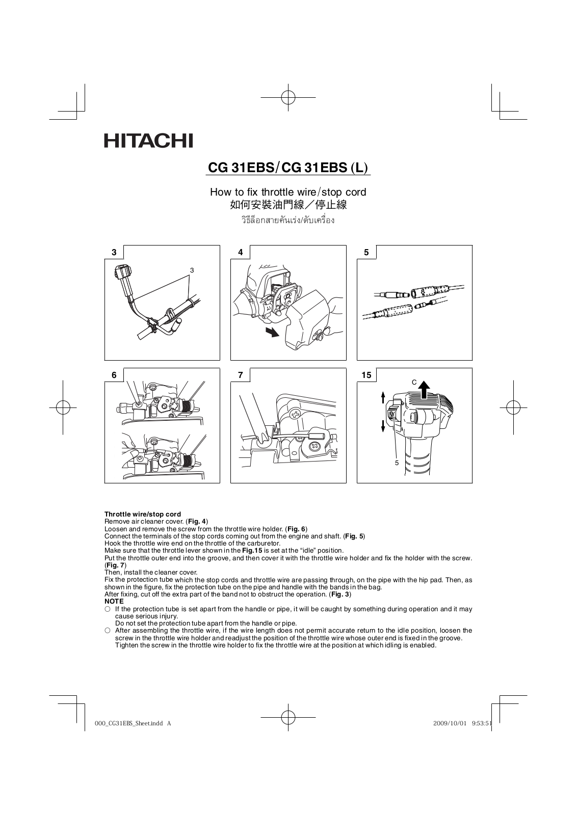 Hitachi CG 31EBS, CG 31EBSL Quick Start Manual