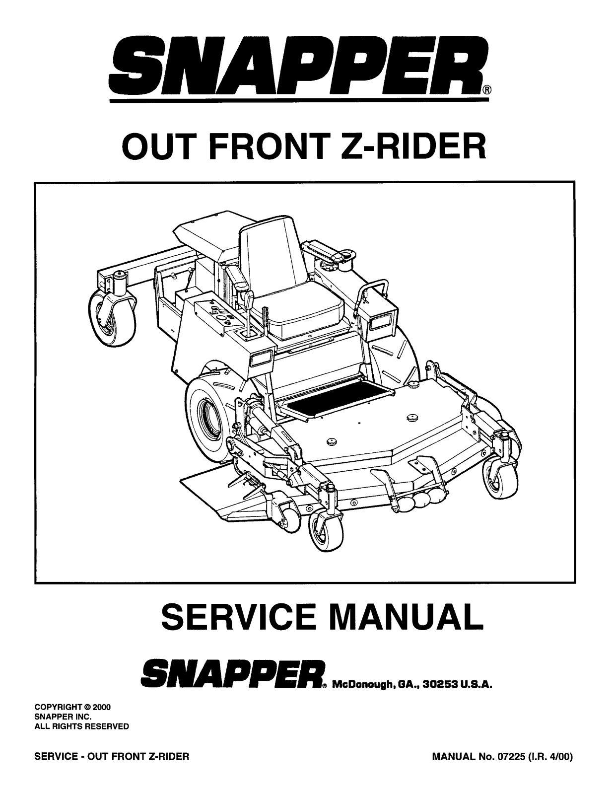 Snapper Z-Rider 07225 User Manual