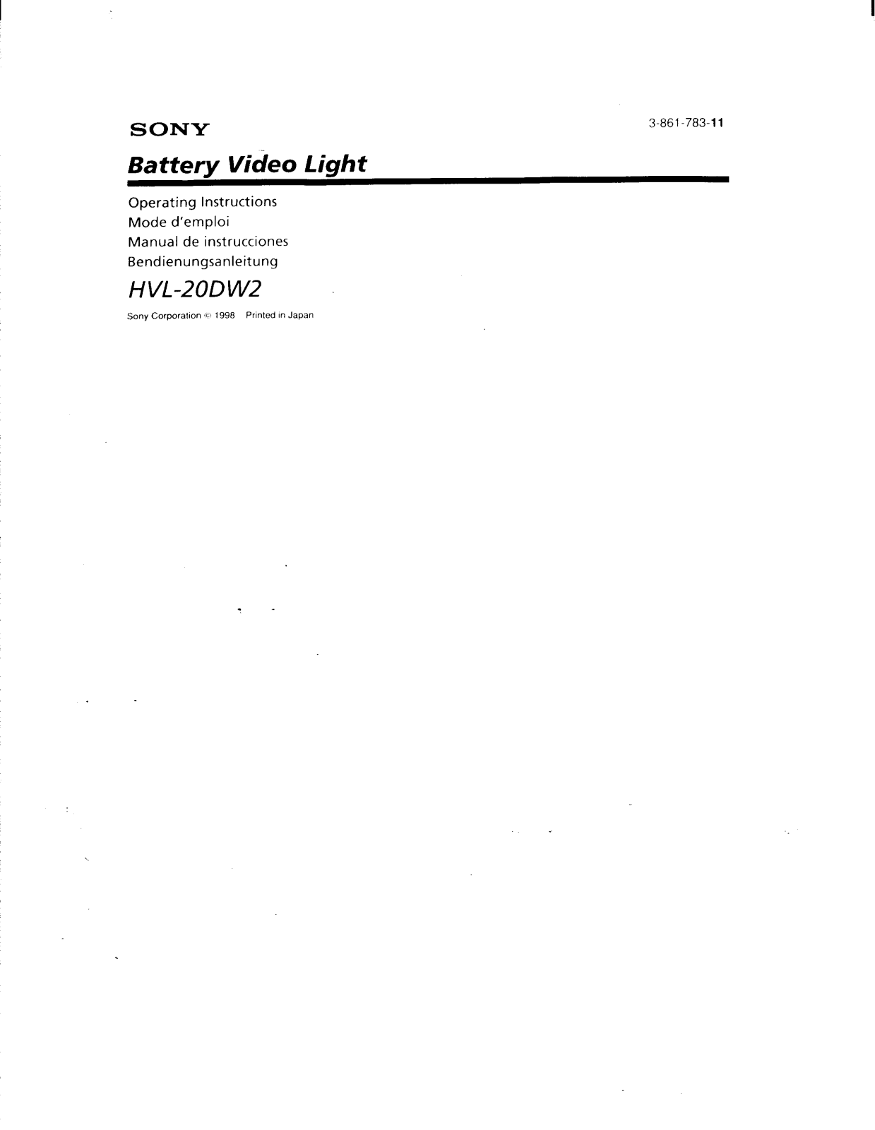 Sony HVL-20DW2 User Manual