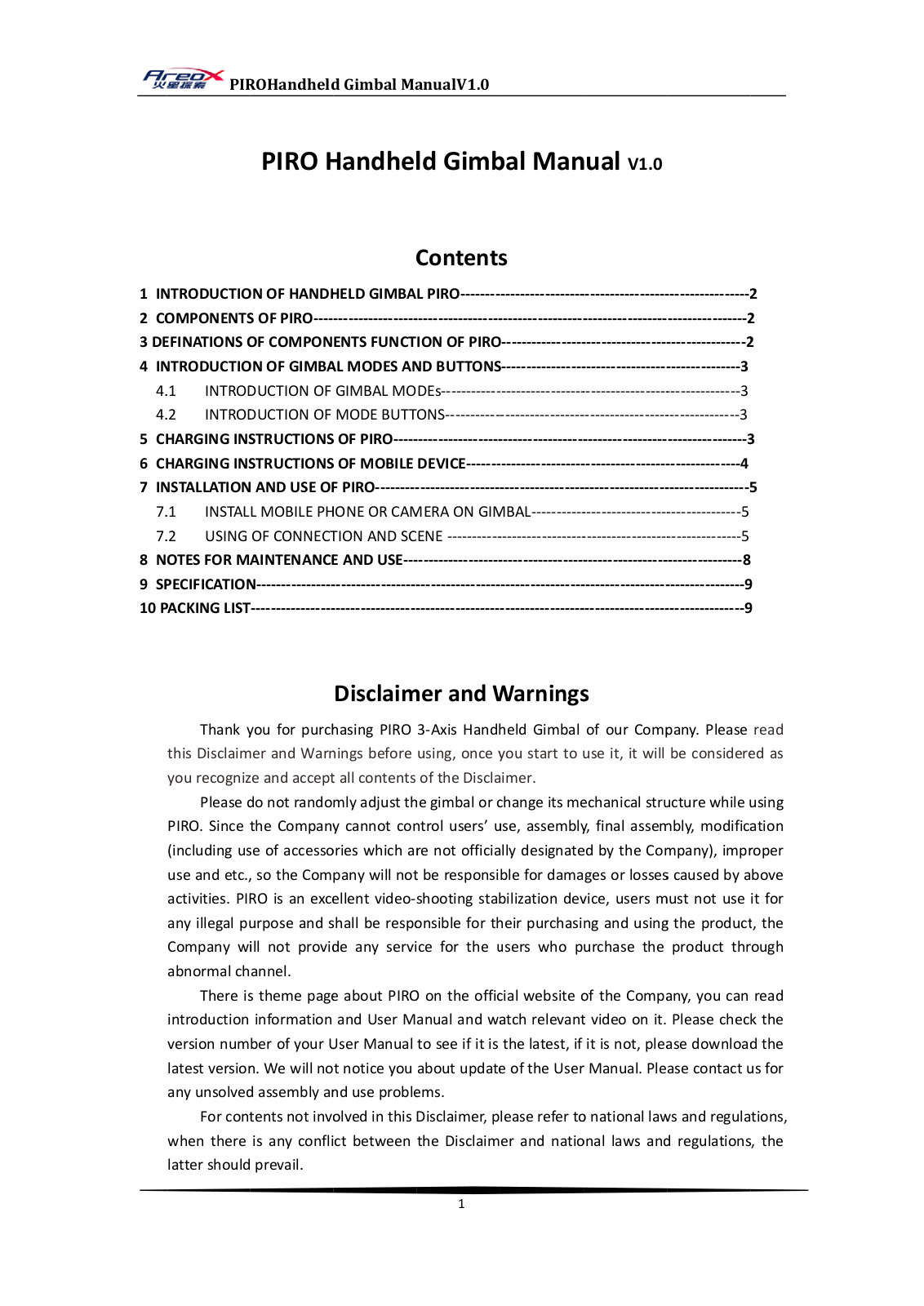 Guizhou Areox Technologies G2 Users manual