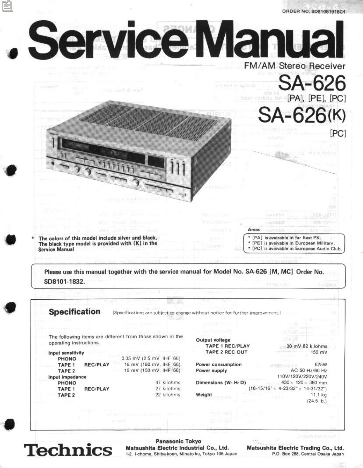 Technics SA-626 Service manual