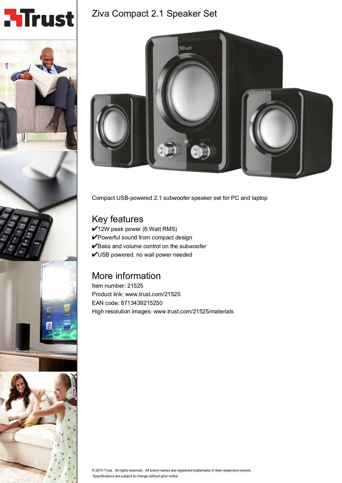 Trust Ziva Compact 2.1 Speaker Set User Manual