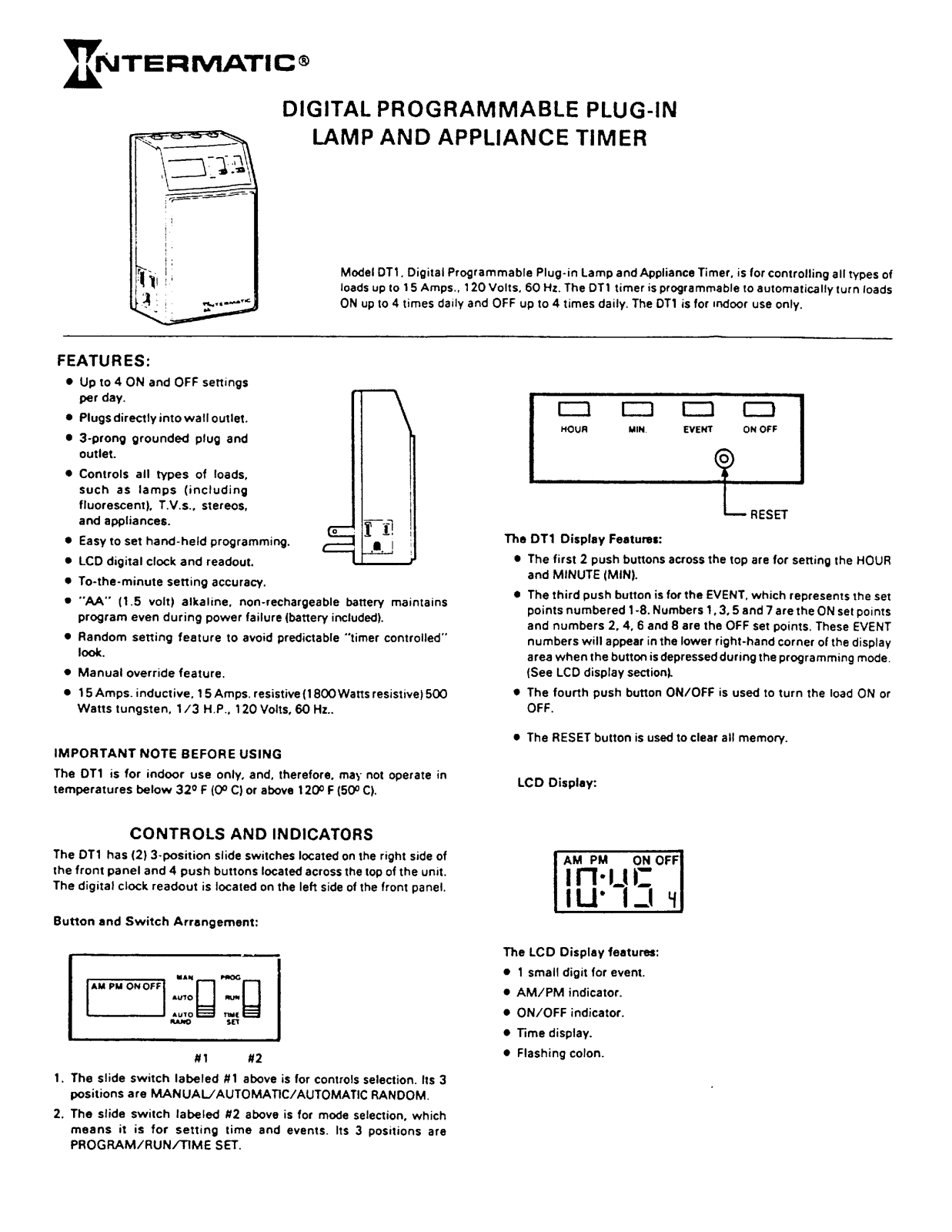 Intermatic DT1 User Manual