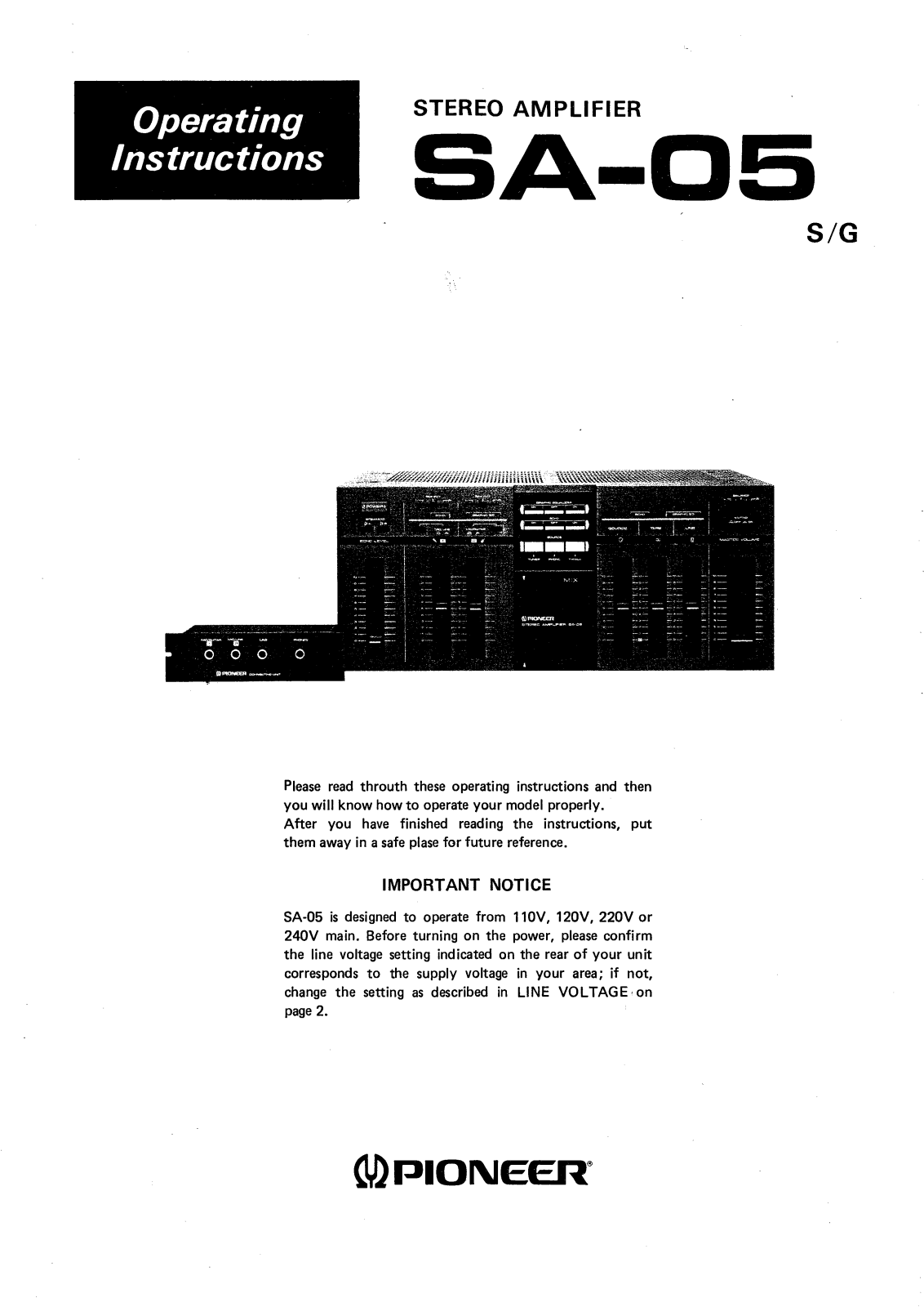 Pioneer SA-05 Owners manual