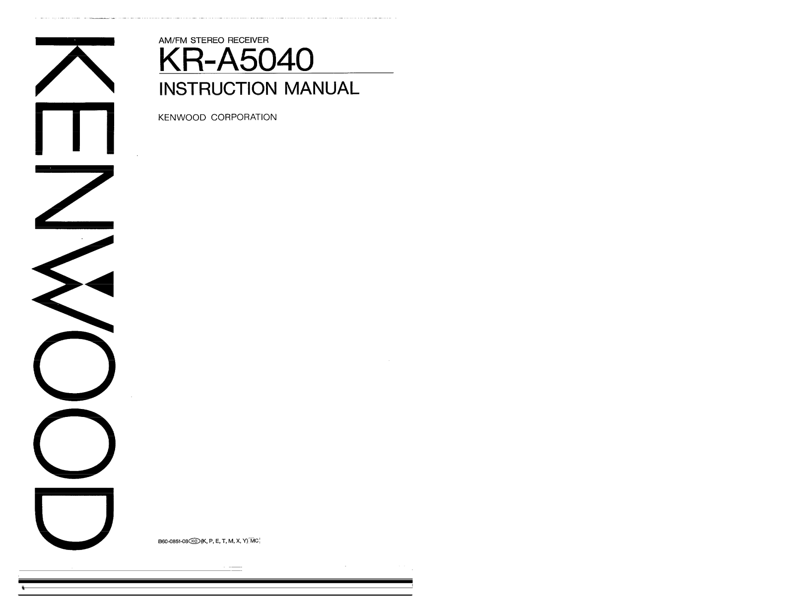 Kenwood KR-A5040 Owner's Manual