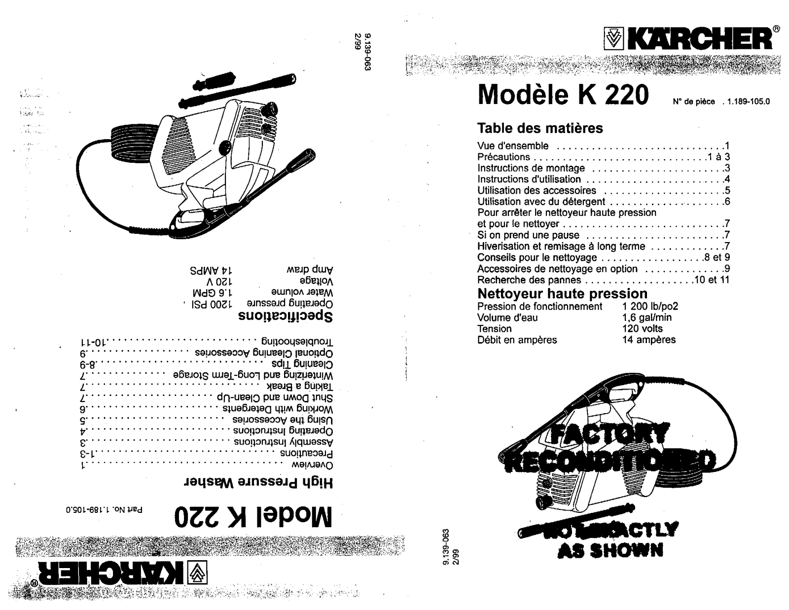 Karcher K 220 User Manual