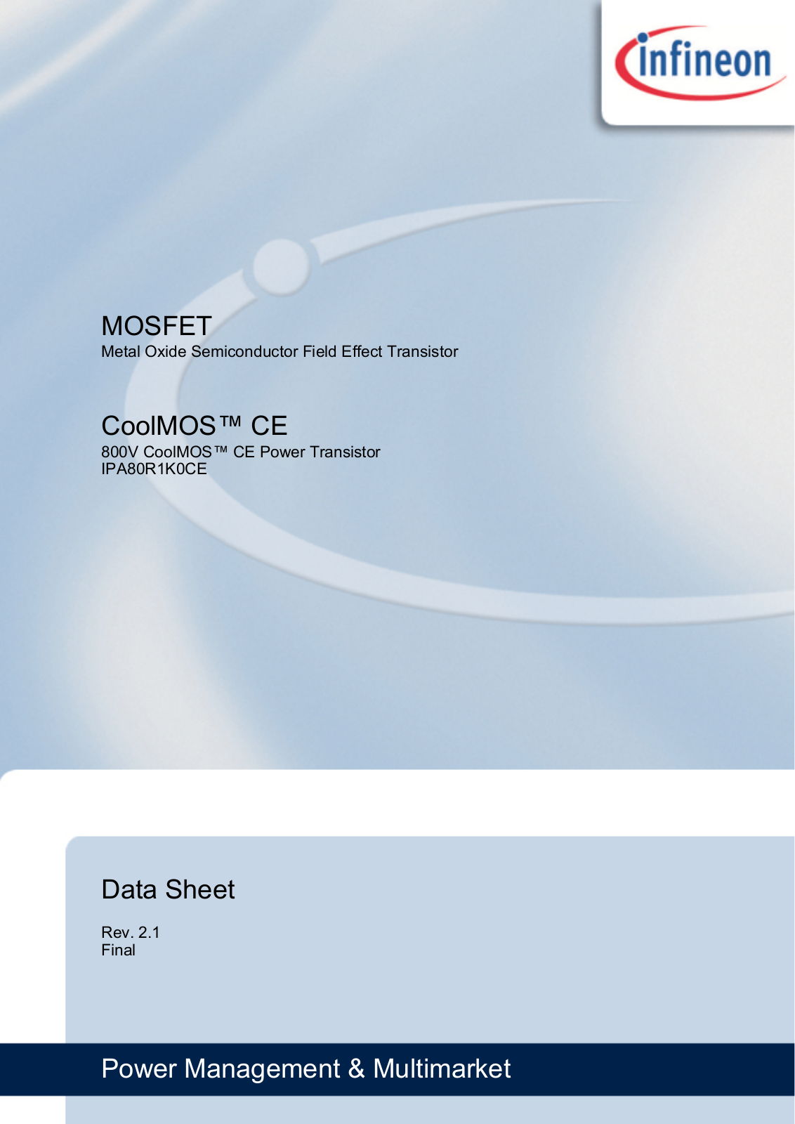 Datasheet IPA80R1K0CE Specification - ManualMachine.com