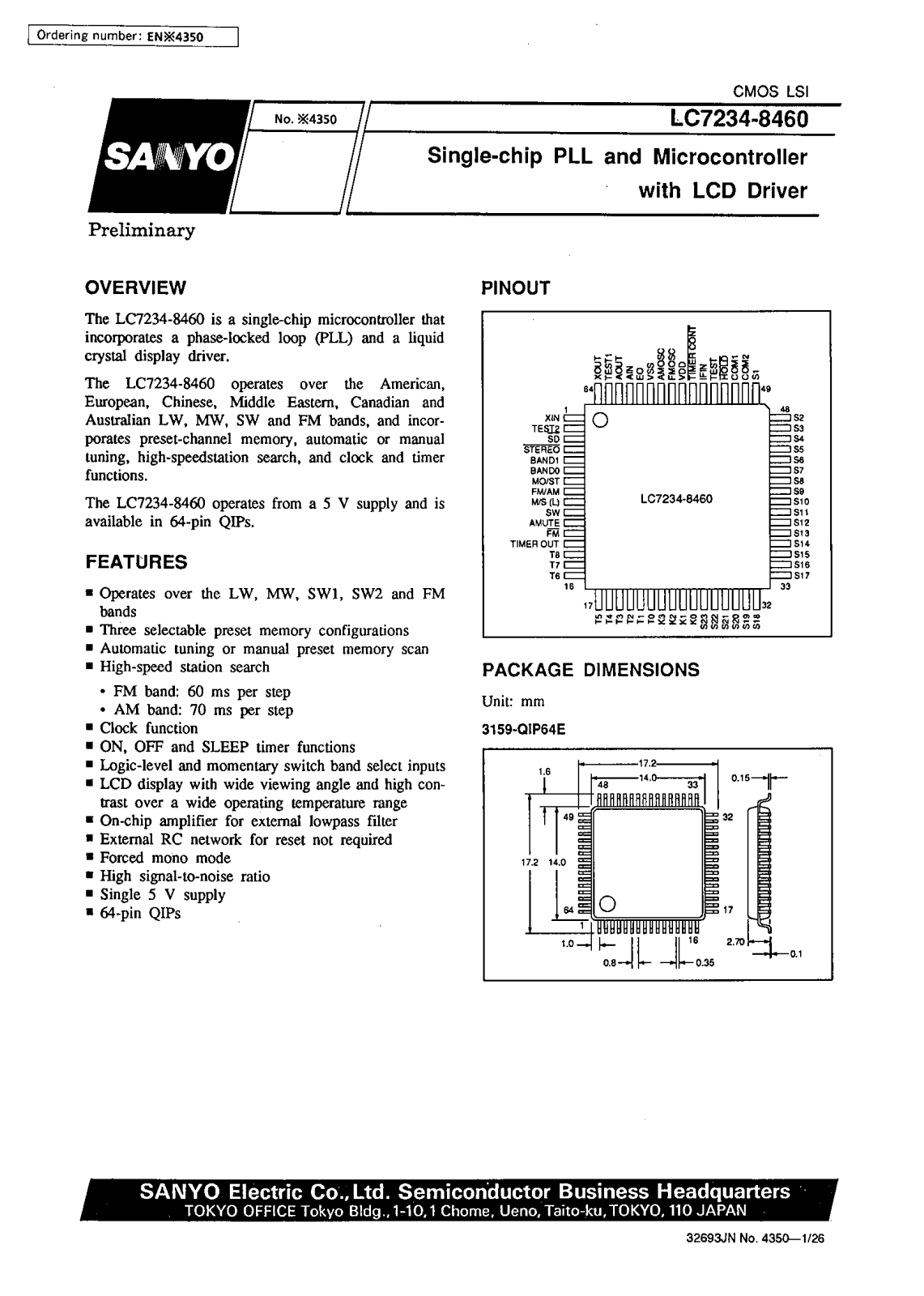 SANYO LC7234-8460 Datasheet