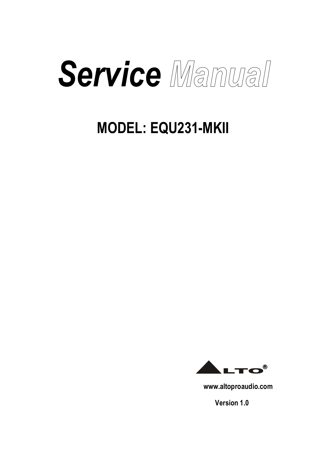 Alto EQU231-MKII Service Manual