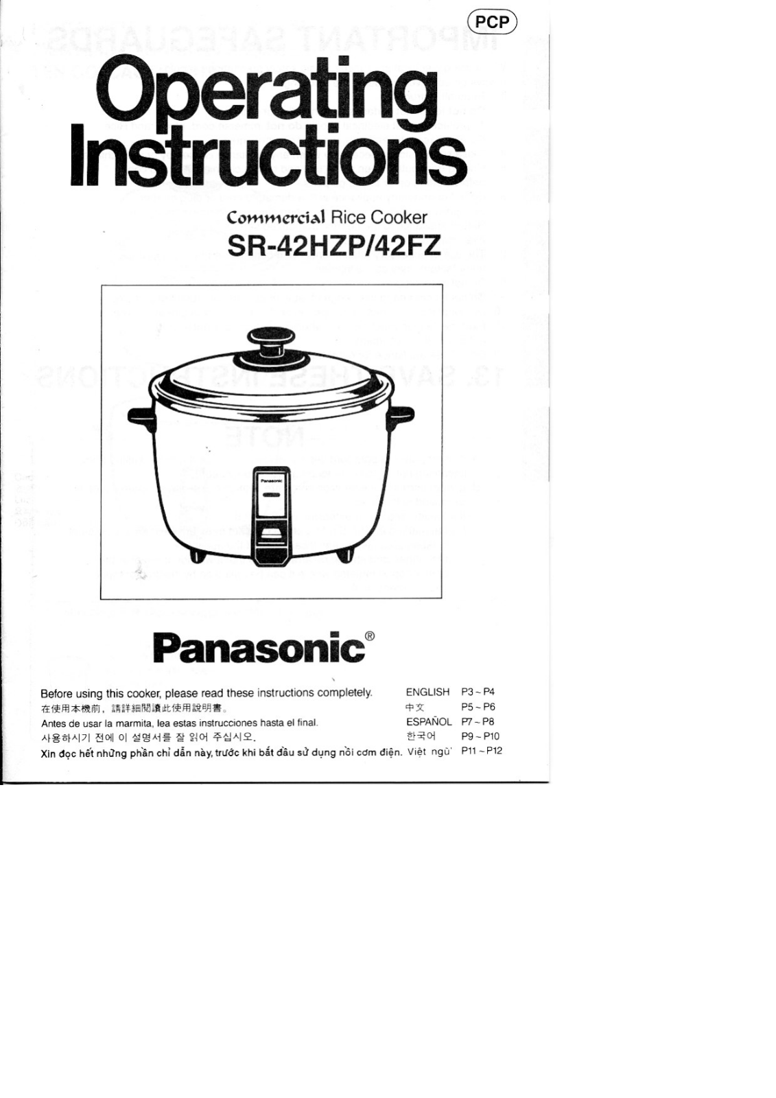 Panasonic SRCF05P, SR42HZ, SR42HZP, SR42FZLVA, SR42FZ User Manual