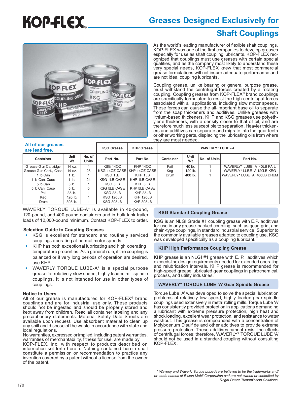 Kop-Flex KHP, KSG Catalog Page