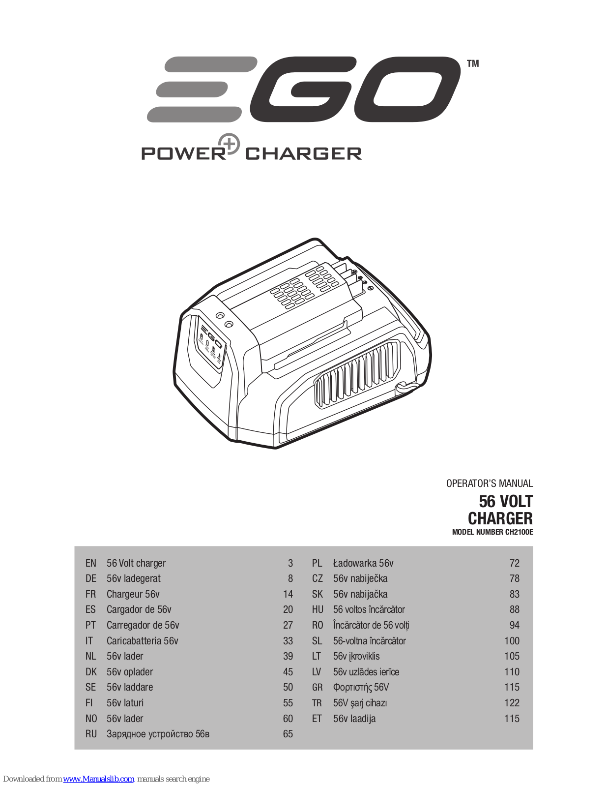 EGO CH2100E Operator's Manual