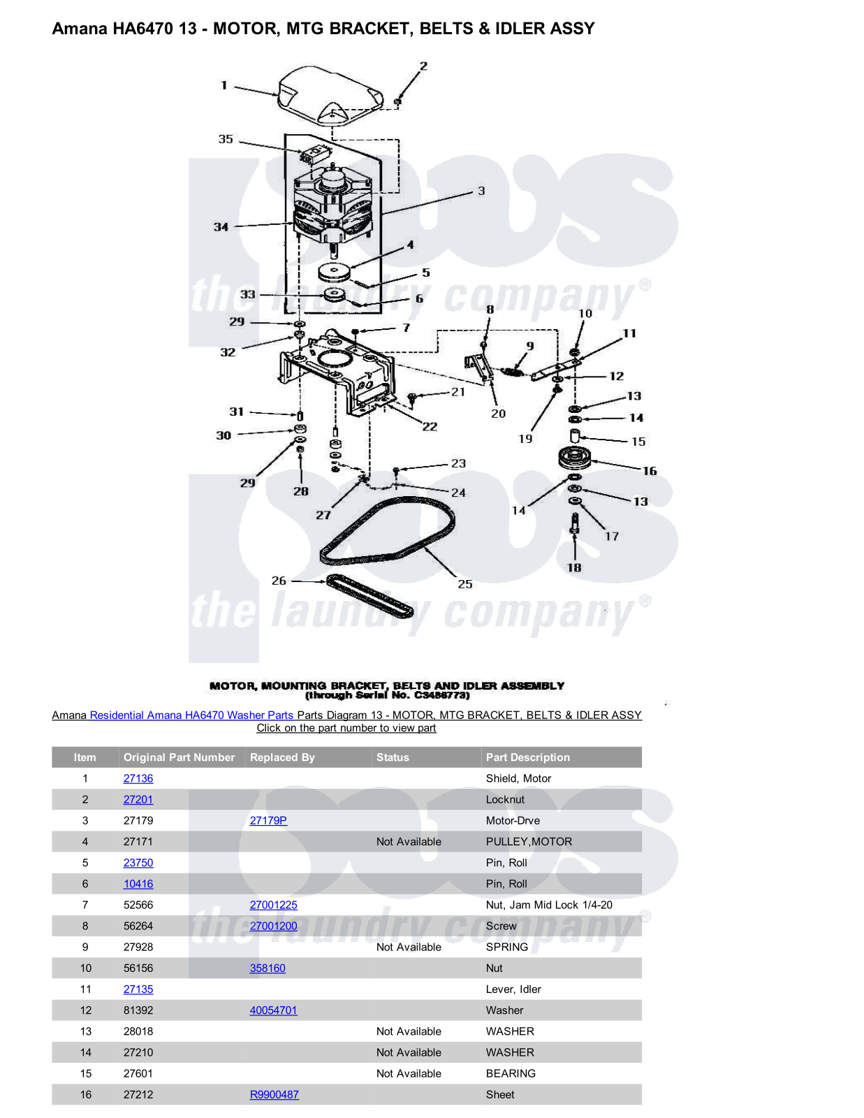 Amana HA6470 Parts Diagram