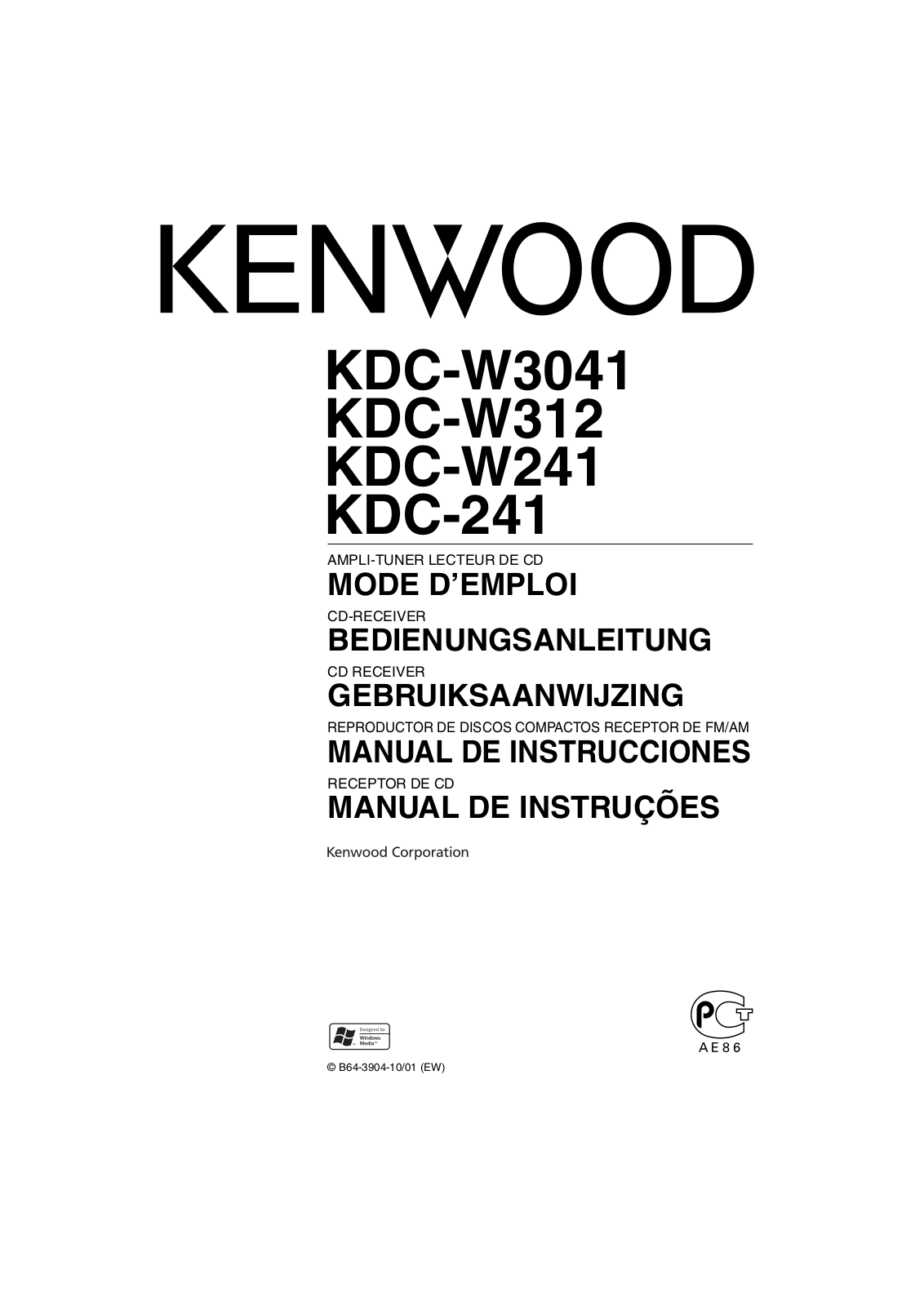 KENWOOD KDC-W312, KDC-W3041, KDC-W241, KDC-241 User Manual