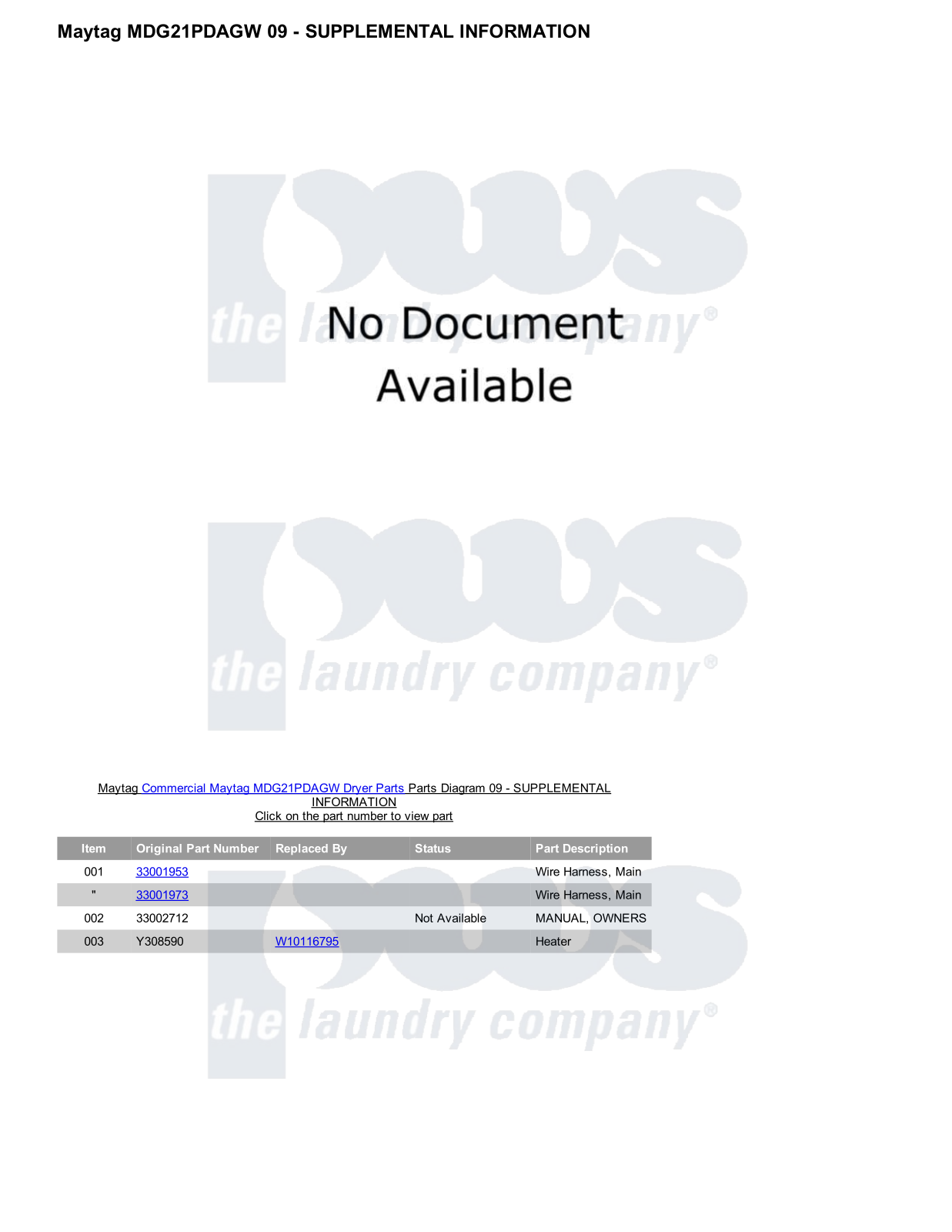 Maytag MDG21PDAGW Parts Diagram