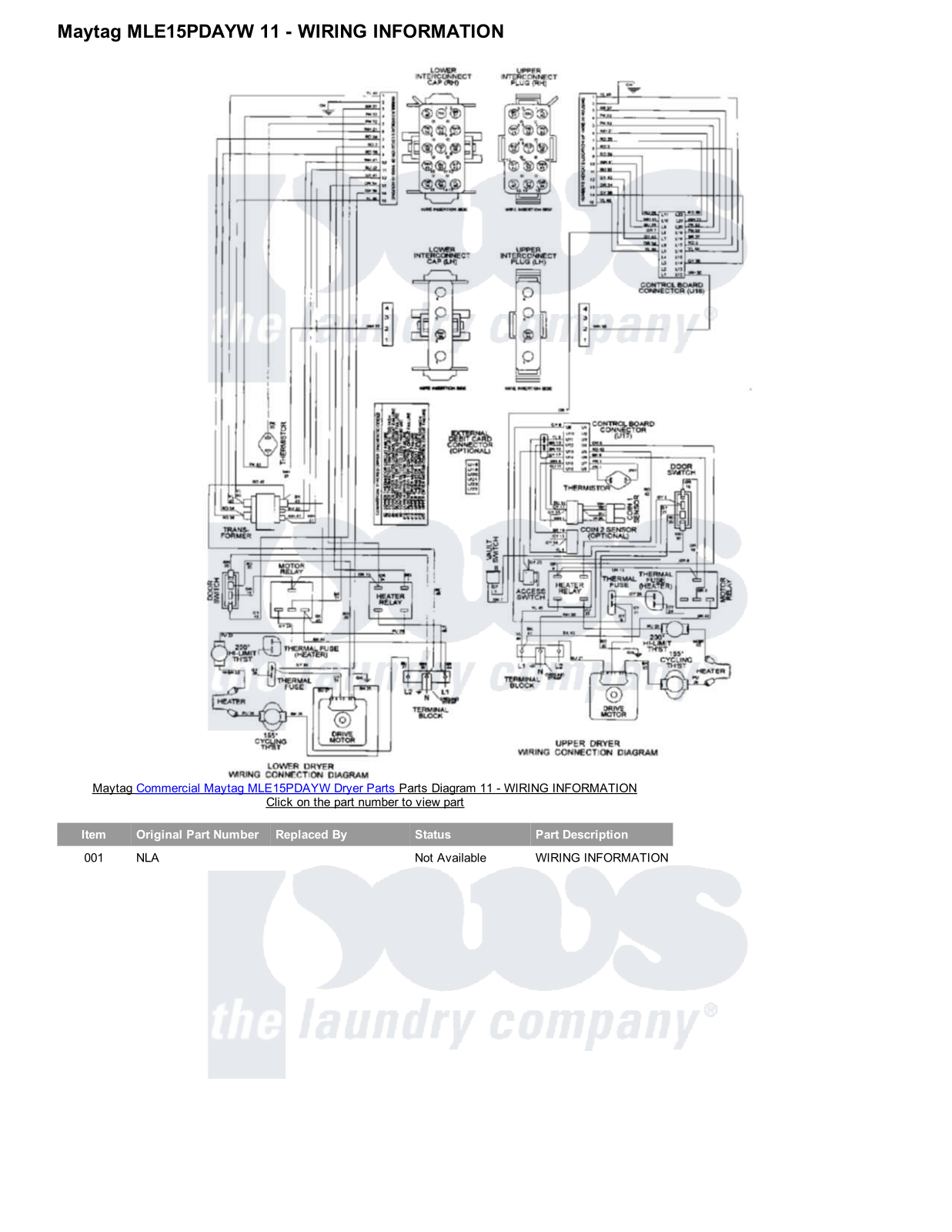 Maytag MLE15PDAYW Parts Diagram