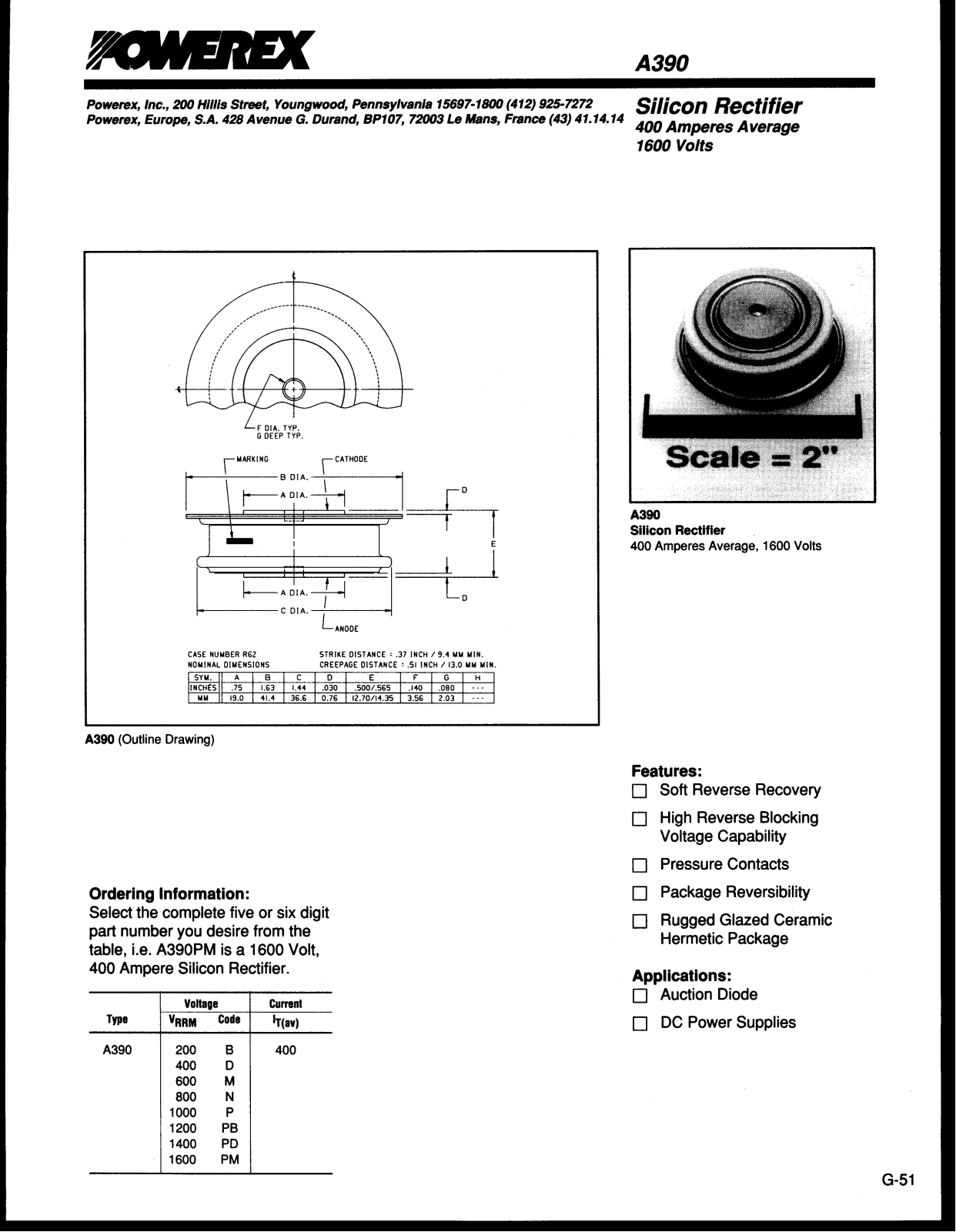 Powerex A390 Data Sheet