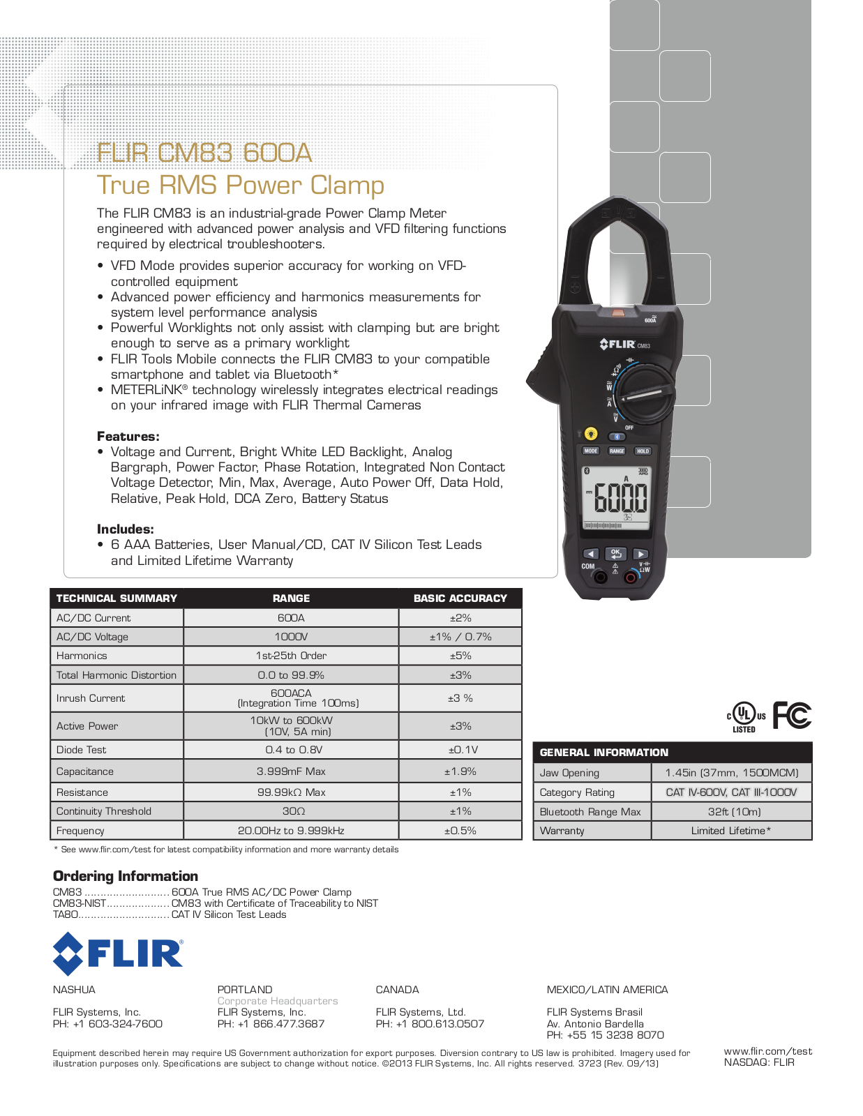 FLIR CM83 Specifications