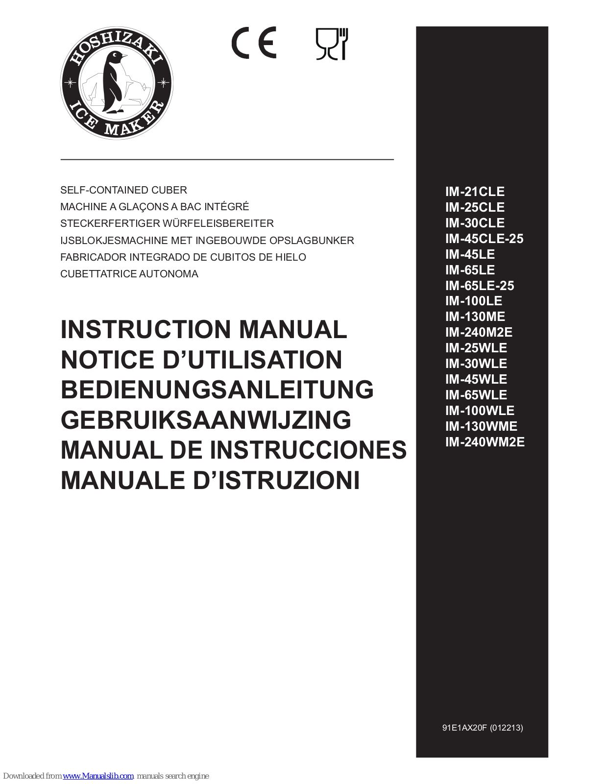Hoshizaki IM-65LE, IM-30CLE, IM-25CLE, IM-45CLE-25, IM-45LE Instruction Manual