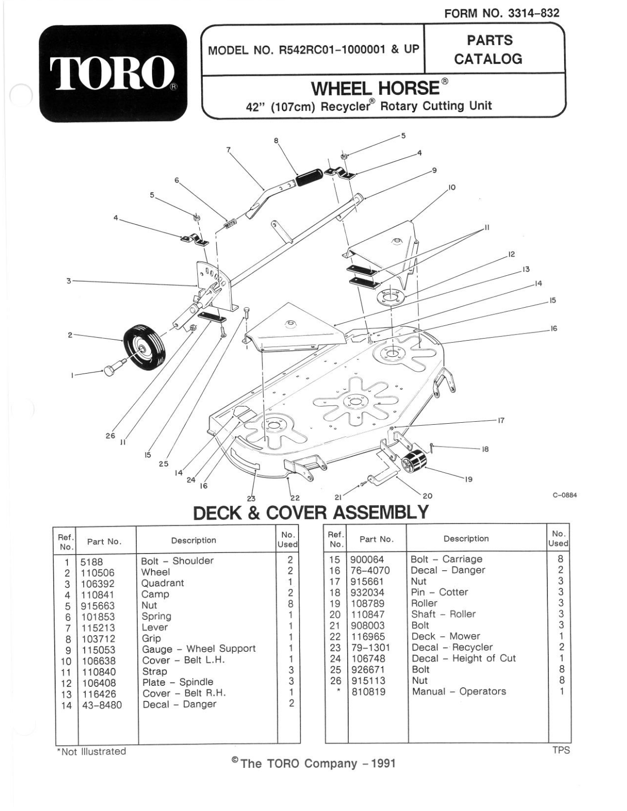 Toro R5-42RC01 Parts Catalogue