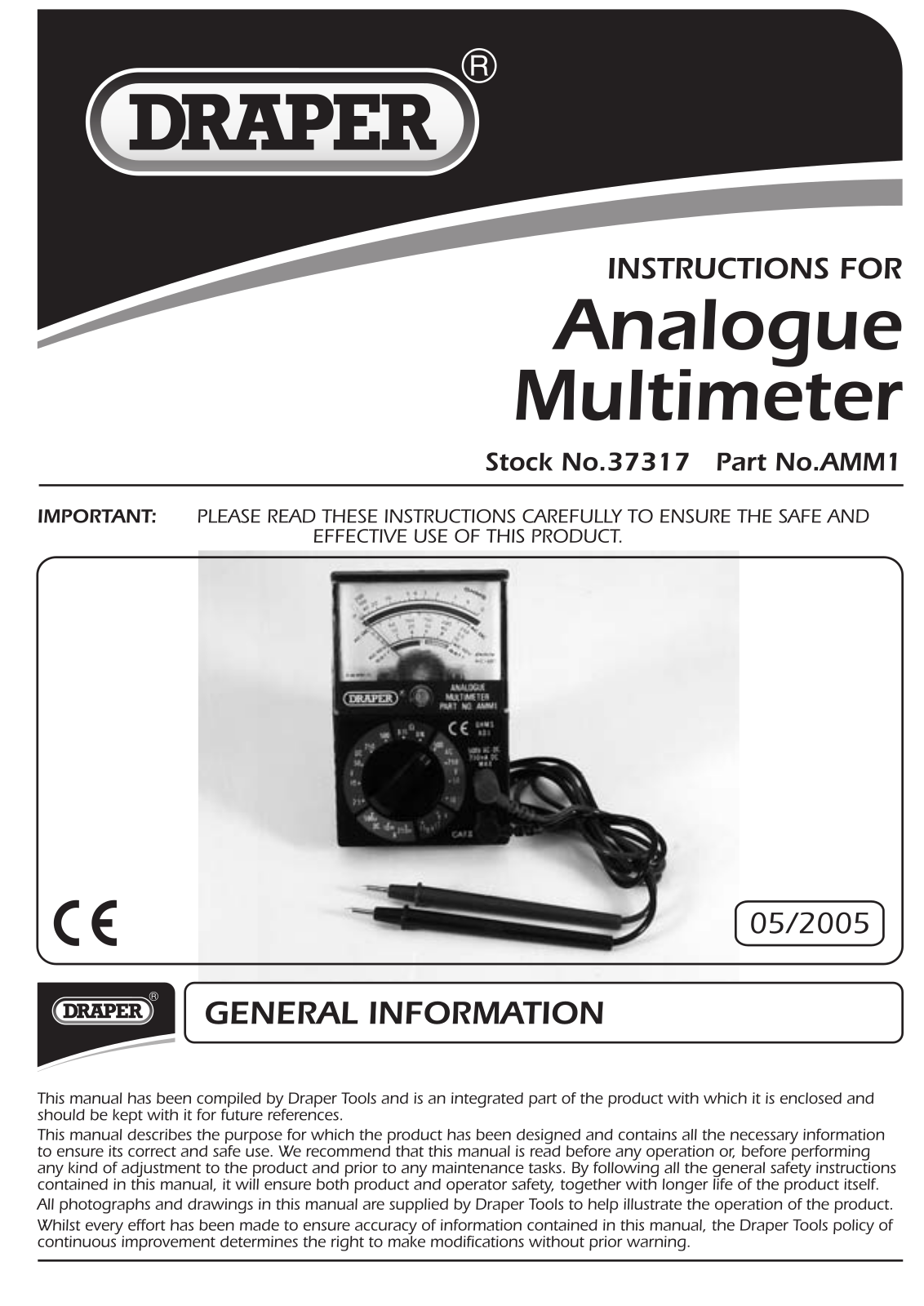 Draper Tools 37317, AMM1 User Manual