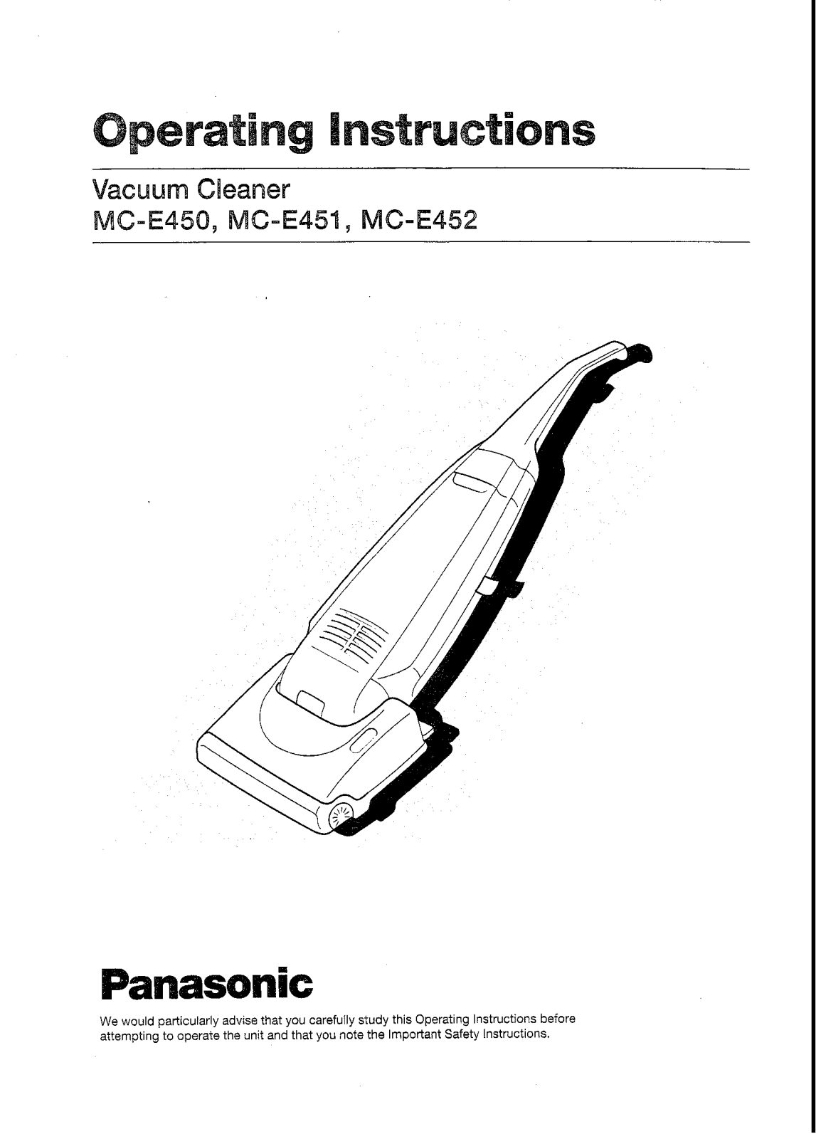 Panasonic MC-E452 Operating Instruction