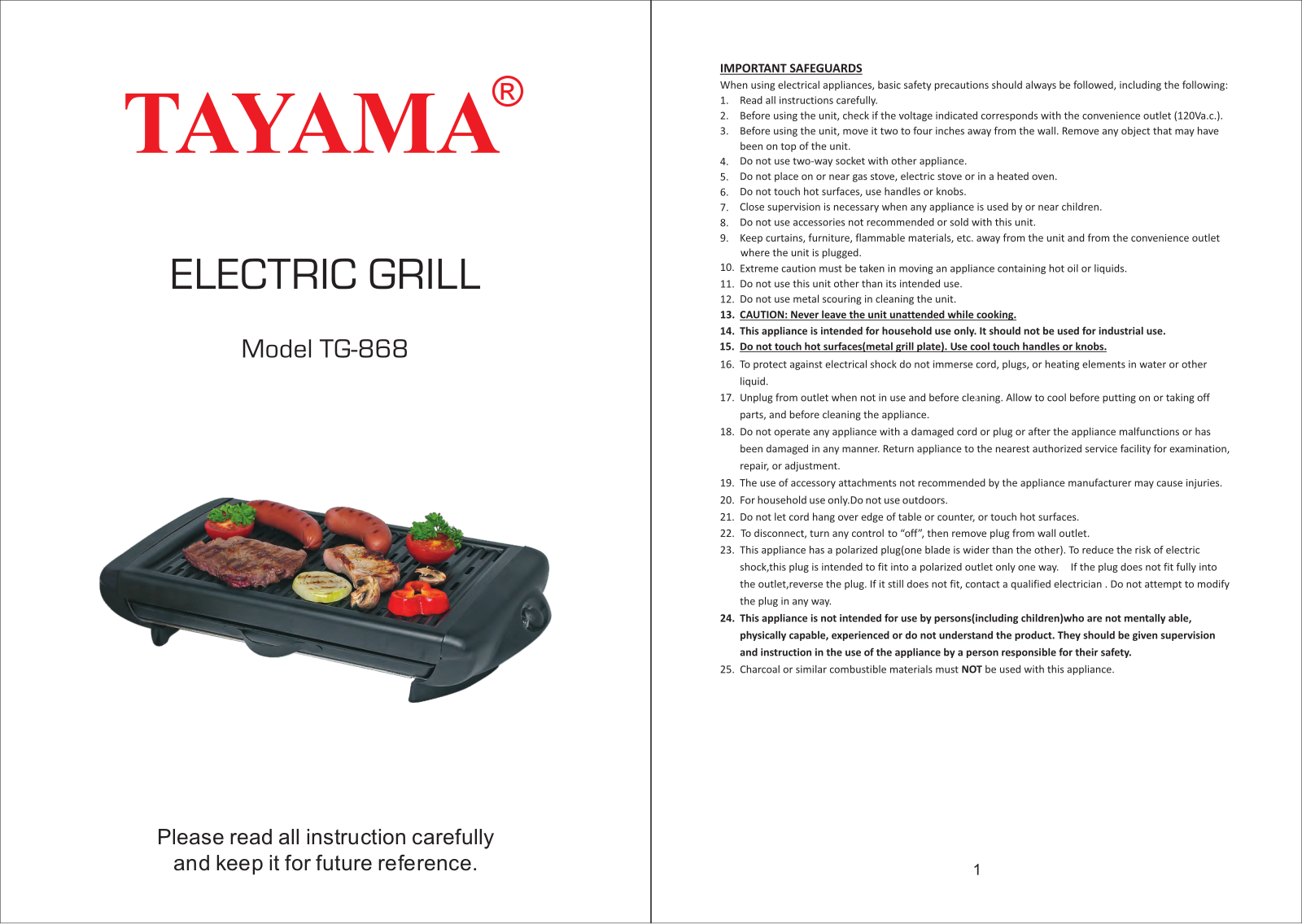 Tayama TG-868 User Manual